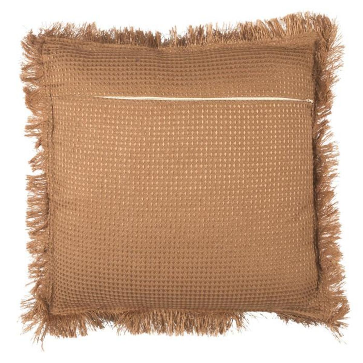 Paris Prix Coussin Déco Déhoussable  Gaufré  40x40cm Ocre