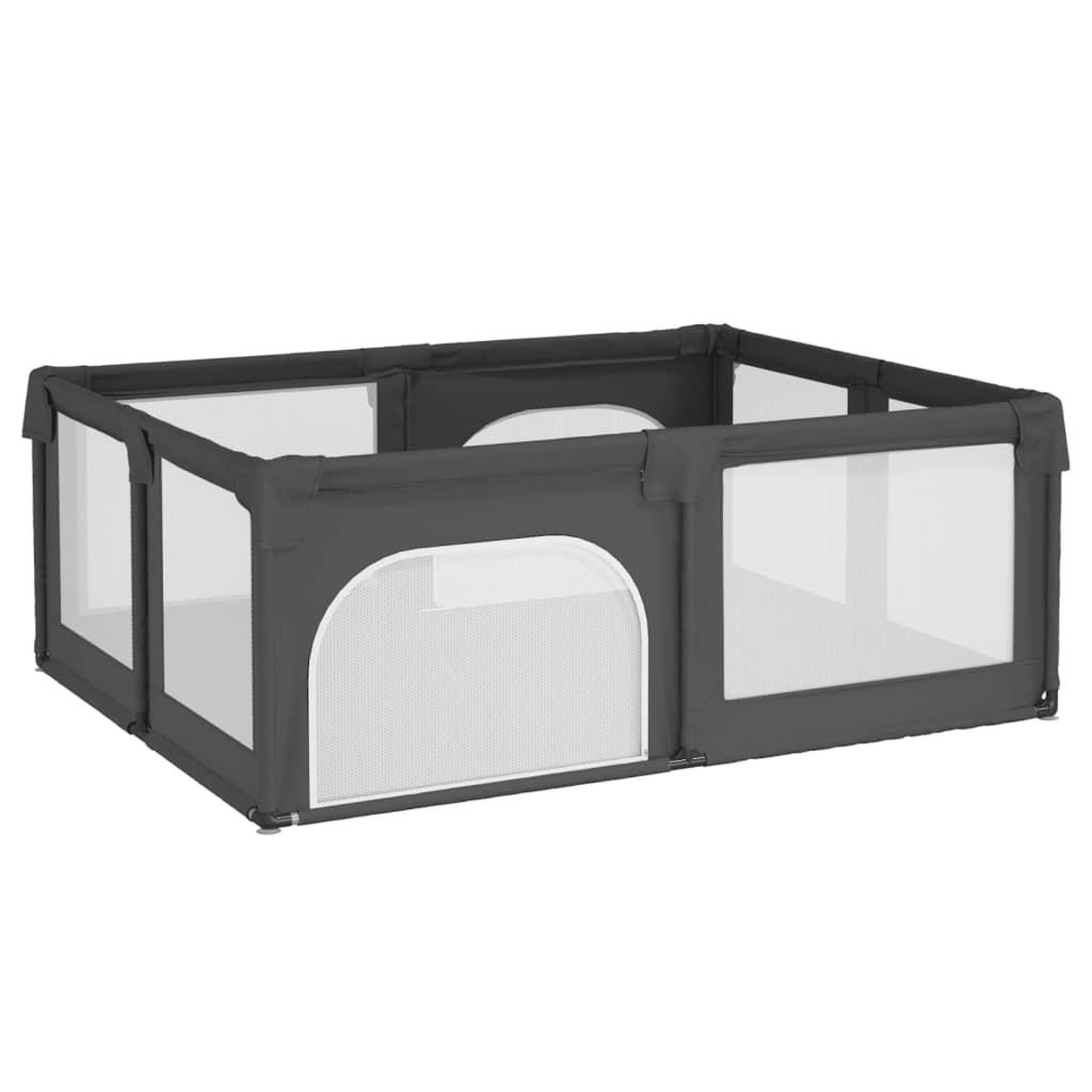 Voir la diapositive 2 : VIDAXL Parc pour bebe avec 2 portes Gris fonce Tissu Oxford