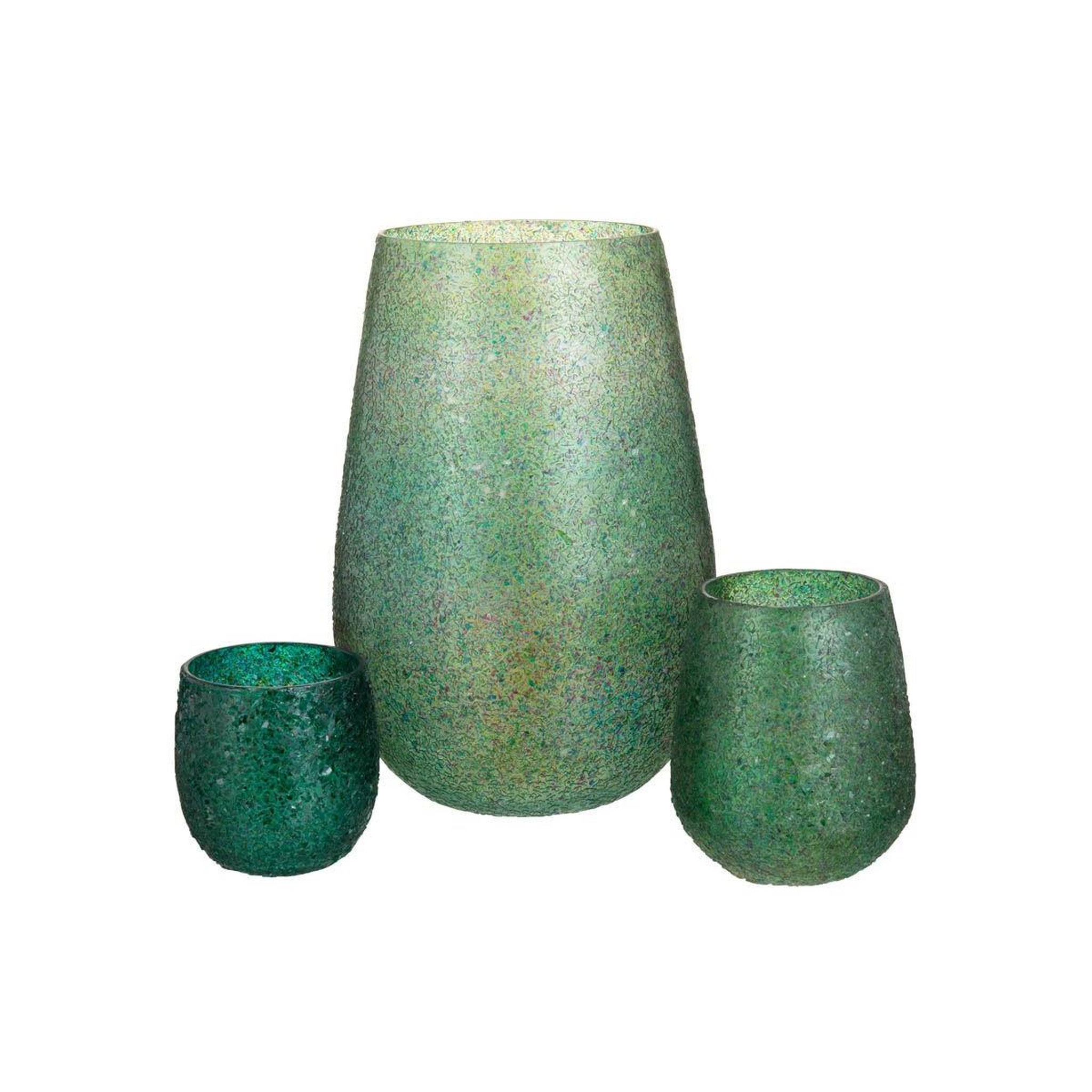 Voir la diapositive 4 : J-LINE Photophore Éclat de Verre  Tom  26cm Vert