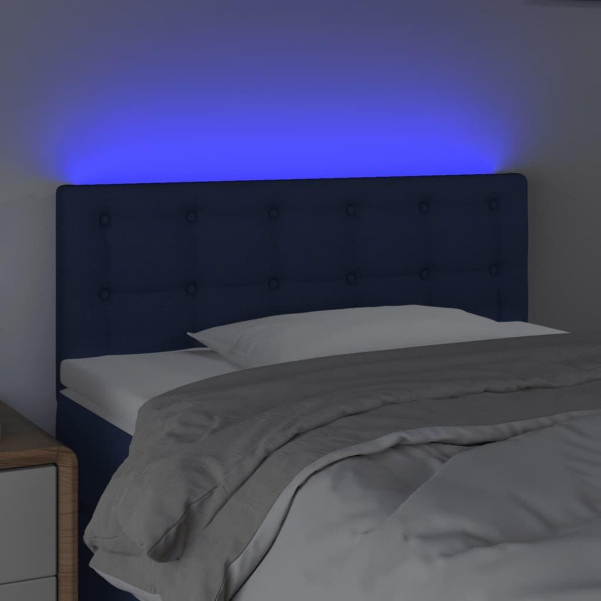 VIDAXL Tete de lit a LED Bleu 90x5x78/88 cm Tissu