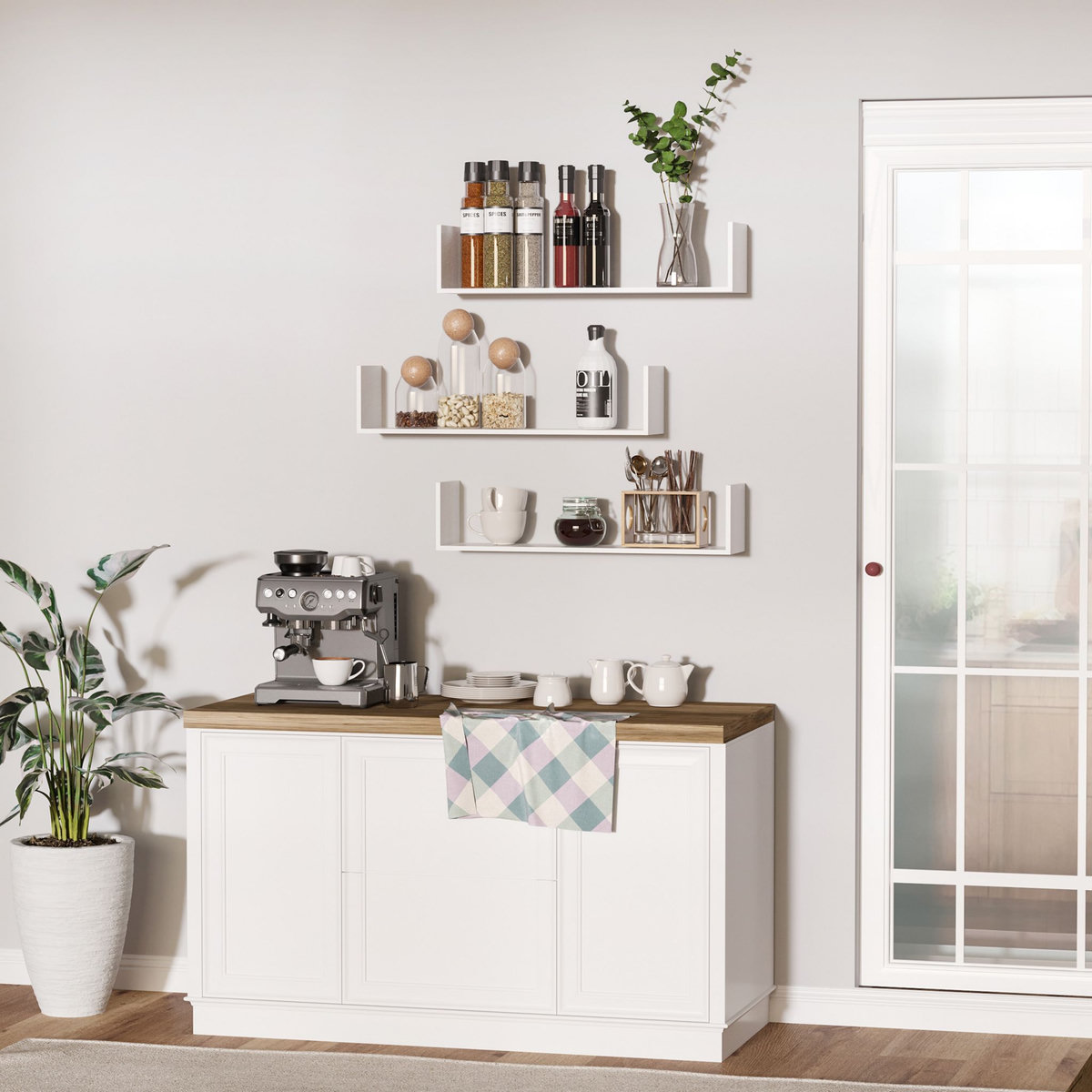 HOMCOM Lot de 3 étagères murales flottantes - dim. 80L x 18l x 18H cm - kit complet de fixation inclus - MDF grain de bois blanc