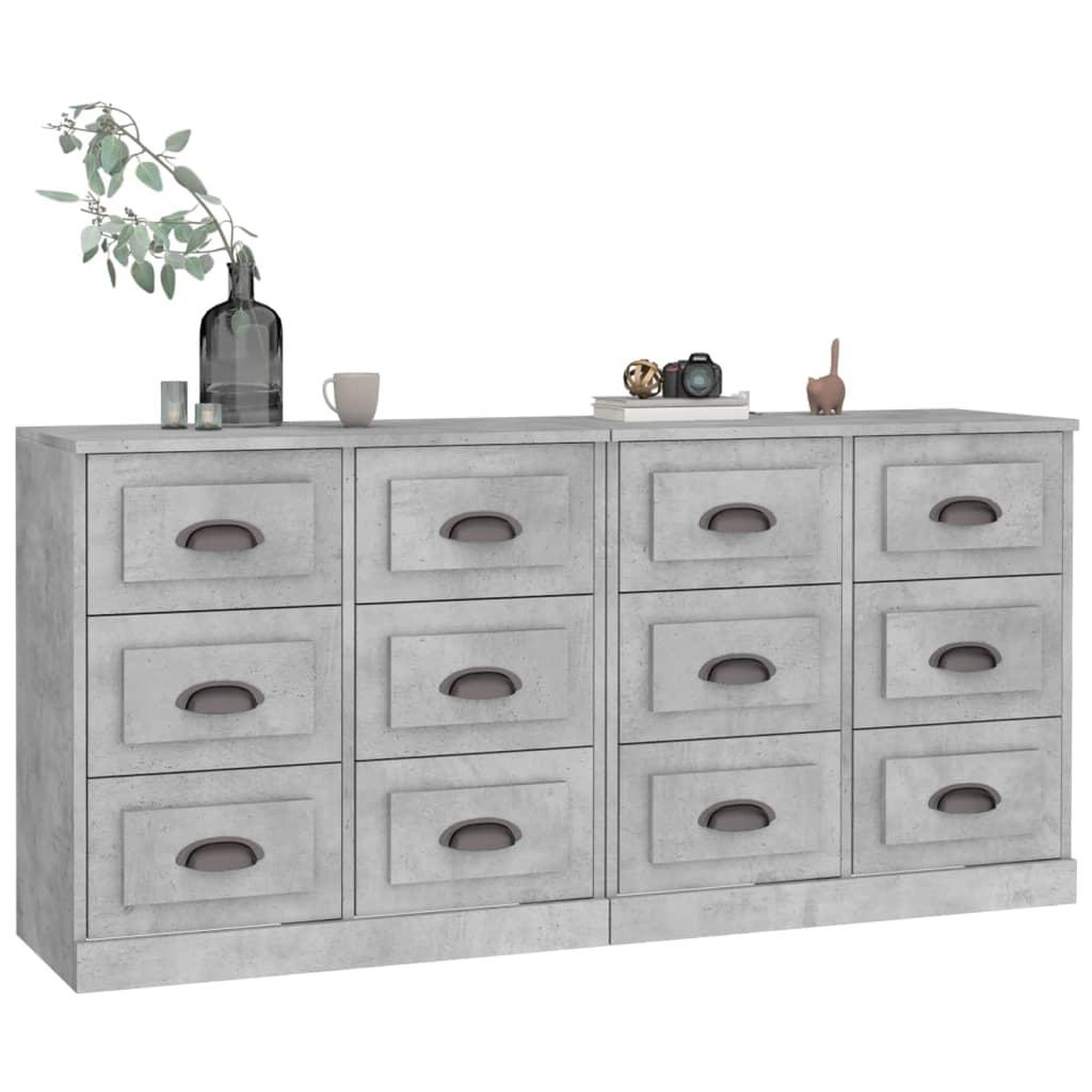 Voir la diapositive 3 : VIDAXL Buffets 2 pcs gris beton bois d'ingenierie