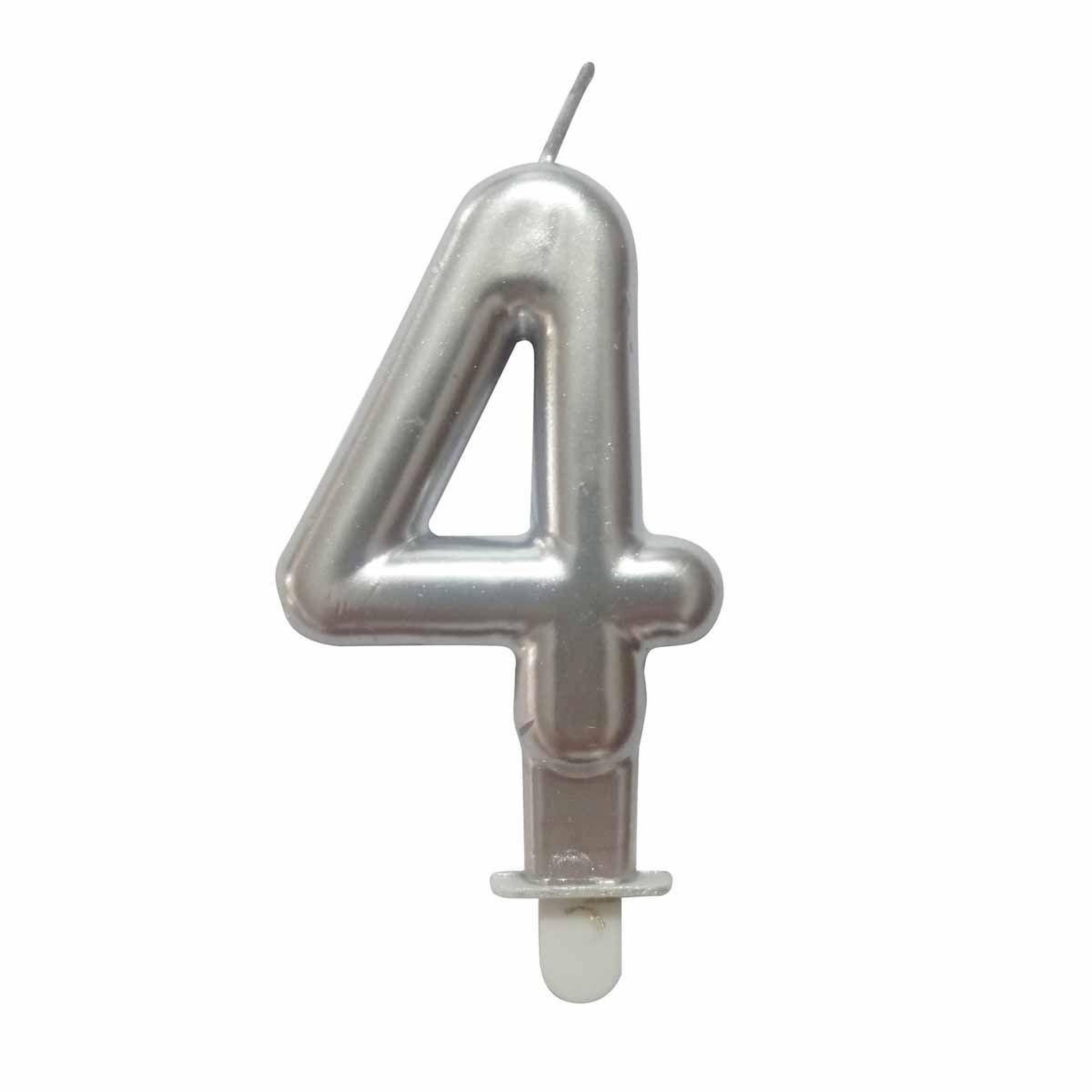 HOMEA Bougie d'Anniversaire  Chiffre 4  7cm Argent