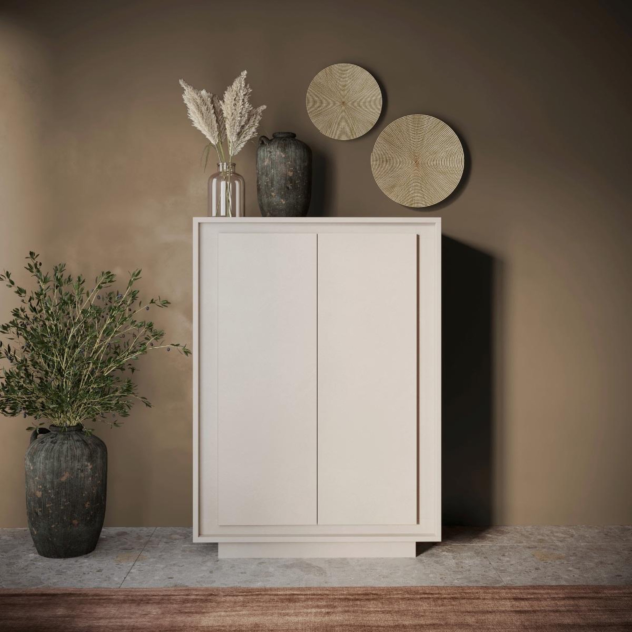 Voir la diapositive 2 : JLC KREATION Argentier-bar 2 portes chic et design coloris beige yori