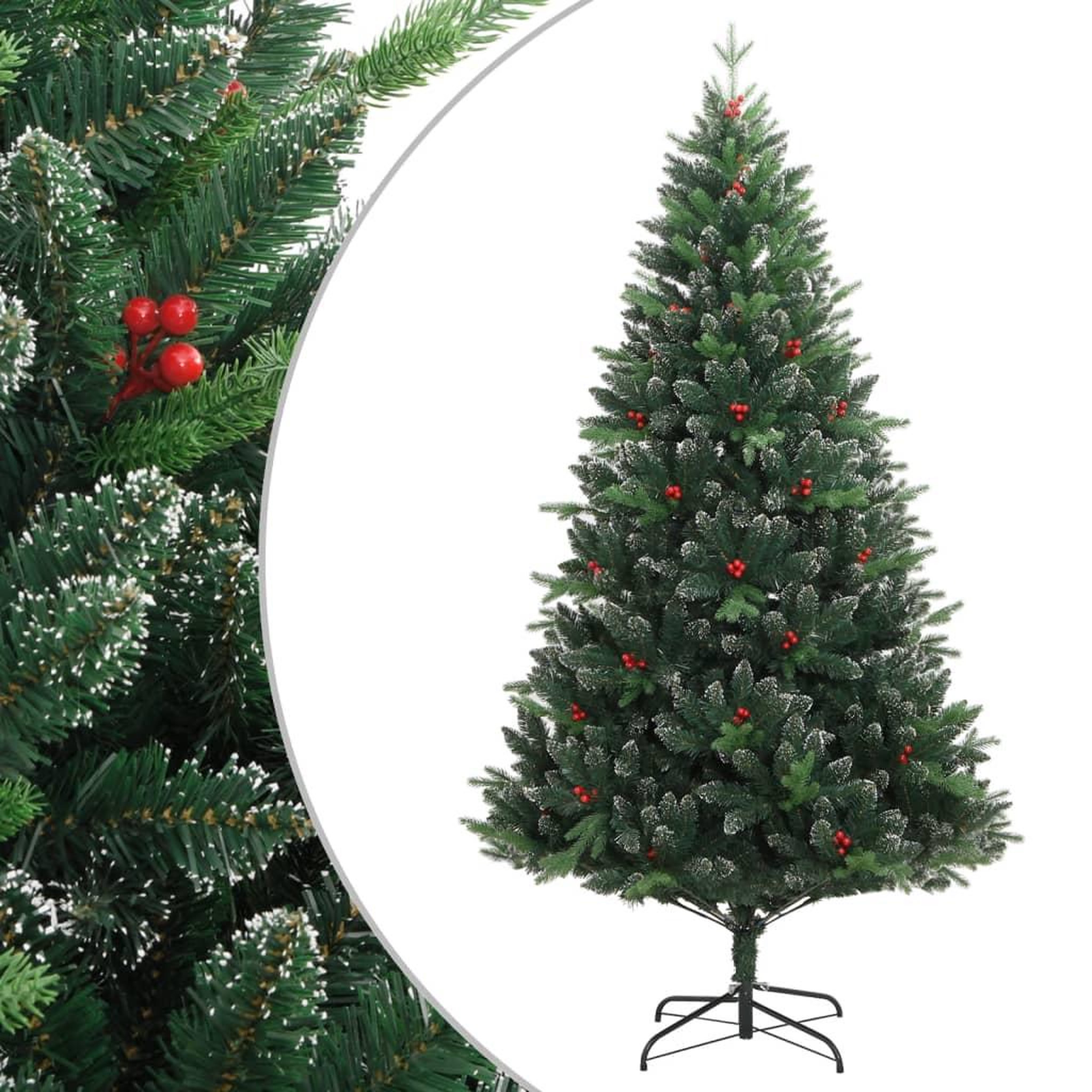 VIDAXL Sapin de Noël artificiel a charnieres avec baies rouges 210 cm