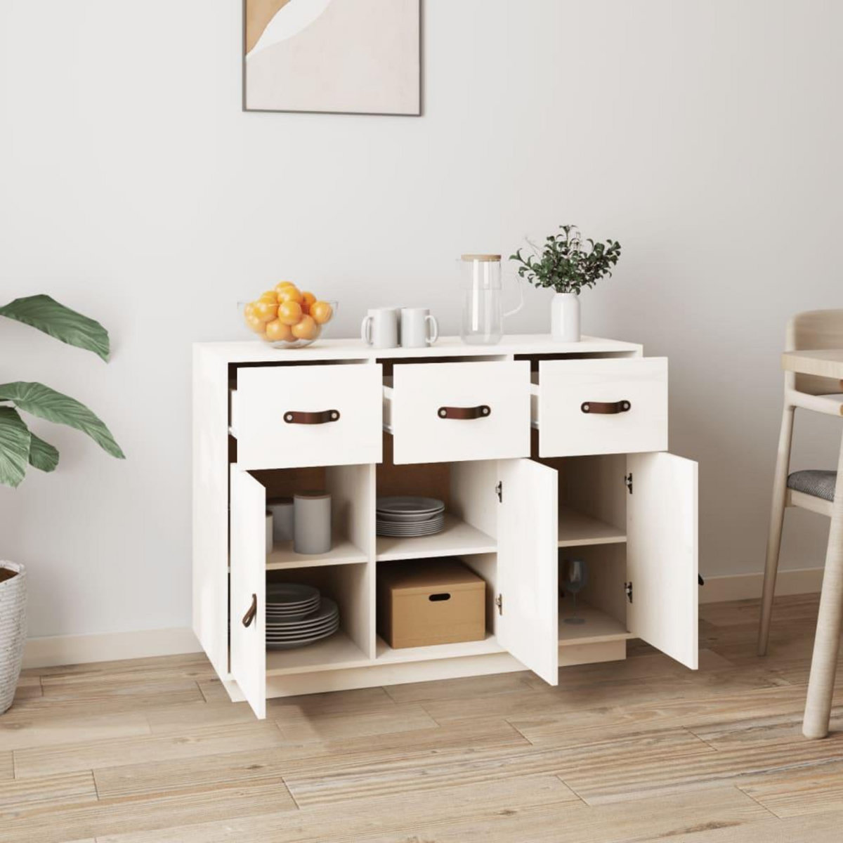 VIDAXL Buffet Blanc 100x40x75 cm Bois massif de pin