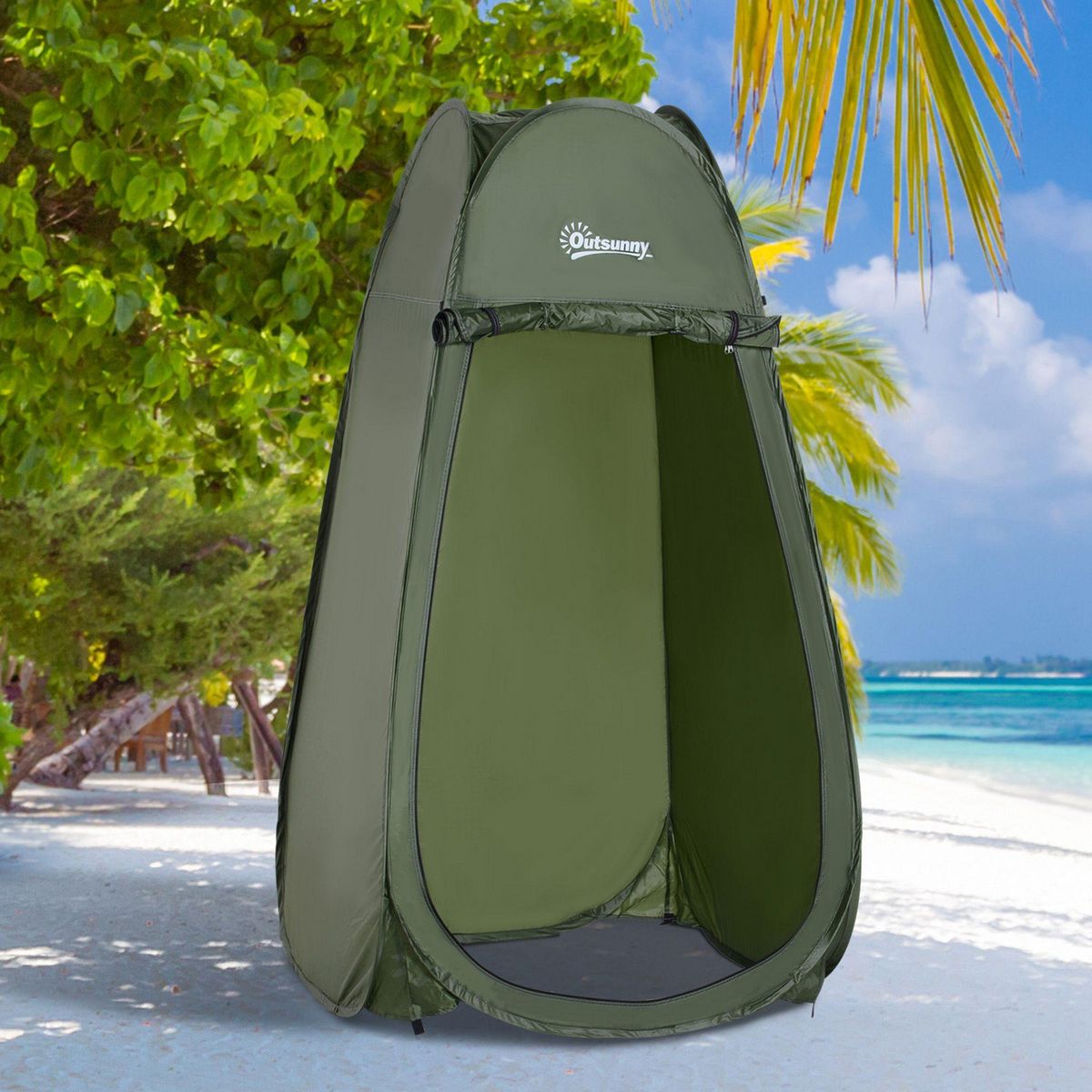 OUTSUNNY Tente de douche pliable pop-up automatique instantanée cabinet de changement camping polyester vert