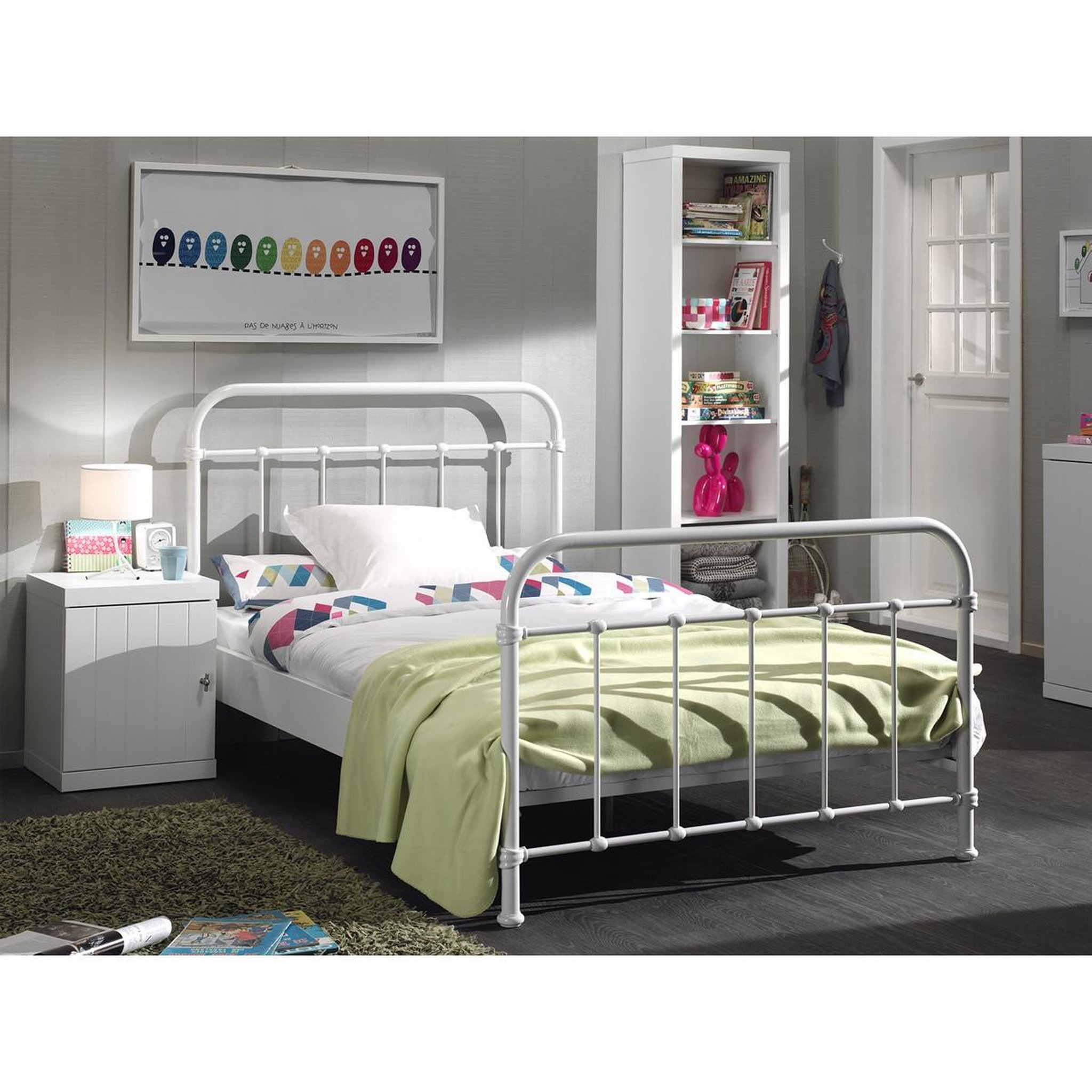 Voir la diapositive 4 : Paris Prix Lit enfant métal  new york  120x200cm blanc