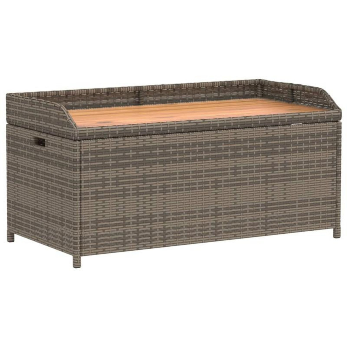 VIDAXL Banc de rangement gris résine tressée et bois d acacia