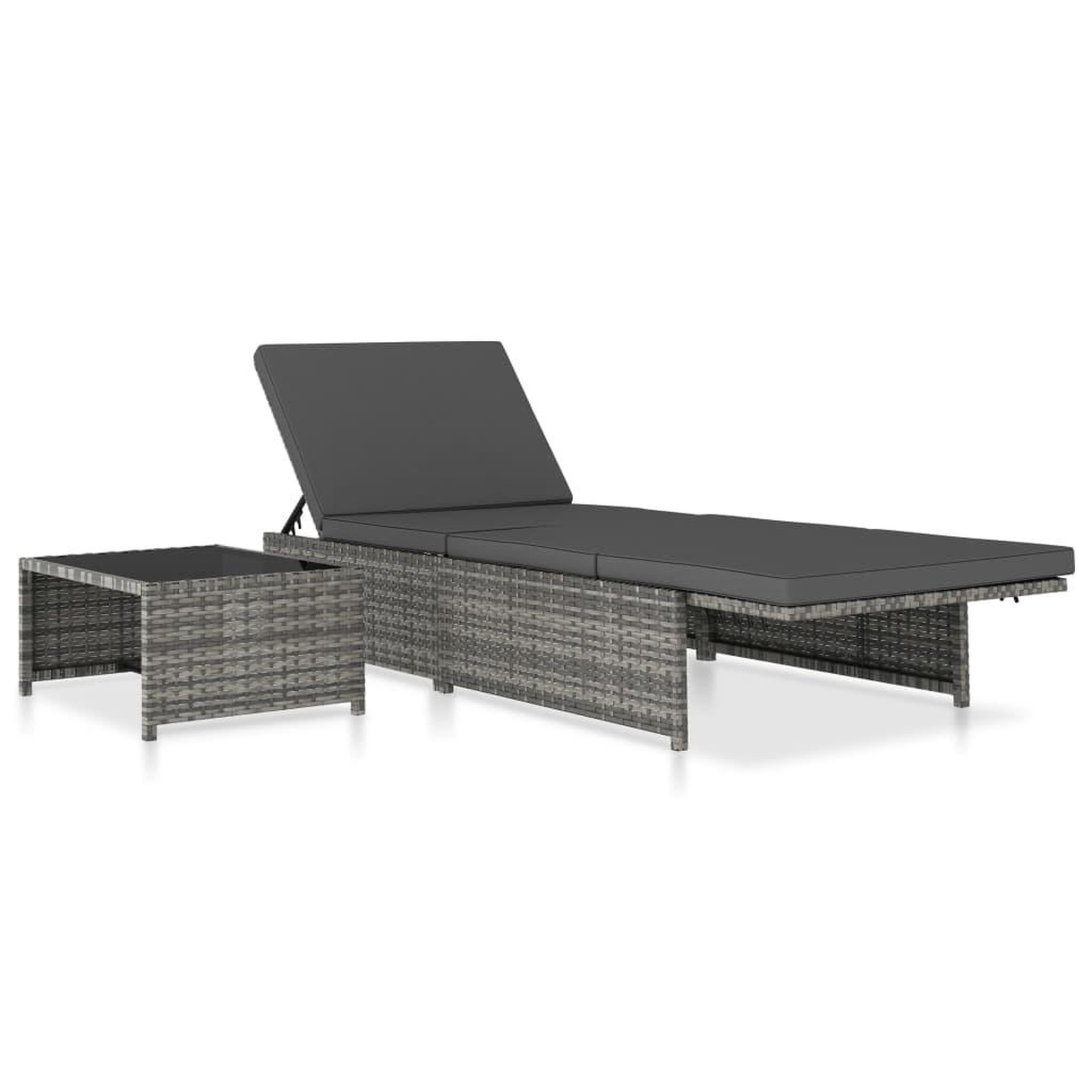 Voir la diapositive 4 : VIDAXL Chaises inclinables de jardin lot de 2 et table resine tressee