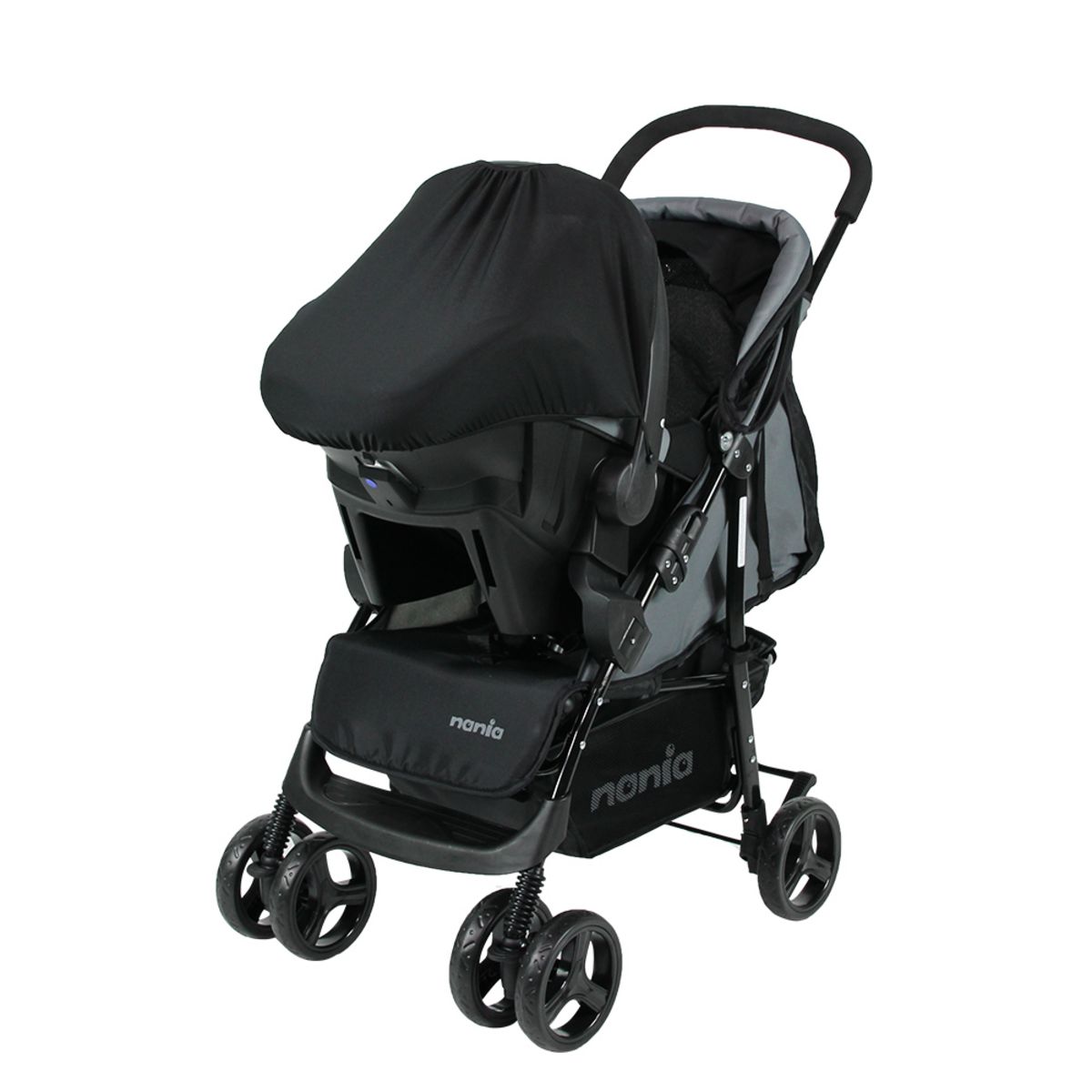 NANIA Poussette combinée 3 en 1 TEXAS + Siège auto BEONE EVO R129 i-Size + Nacelle FLORA