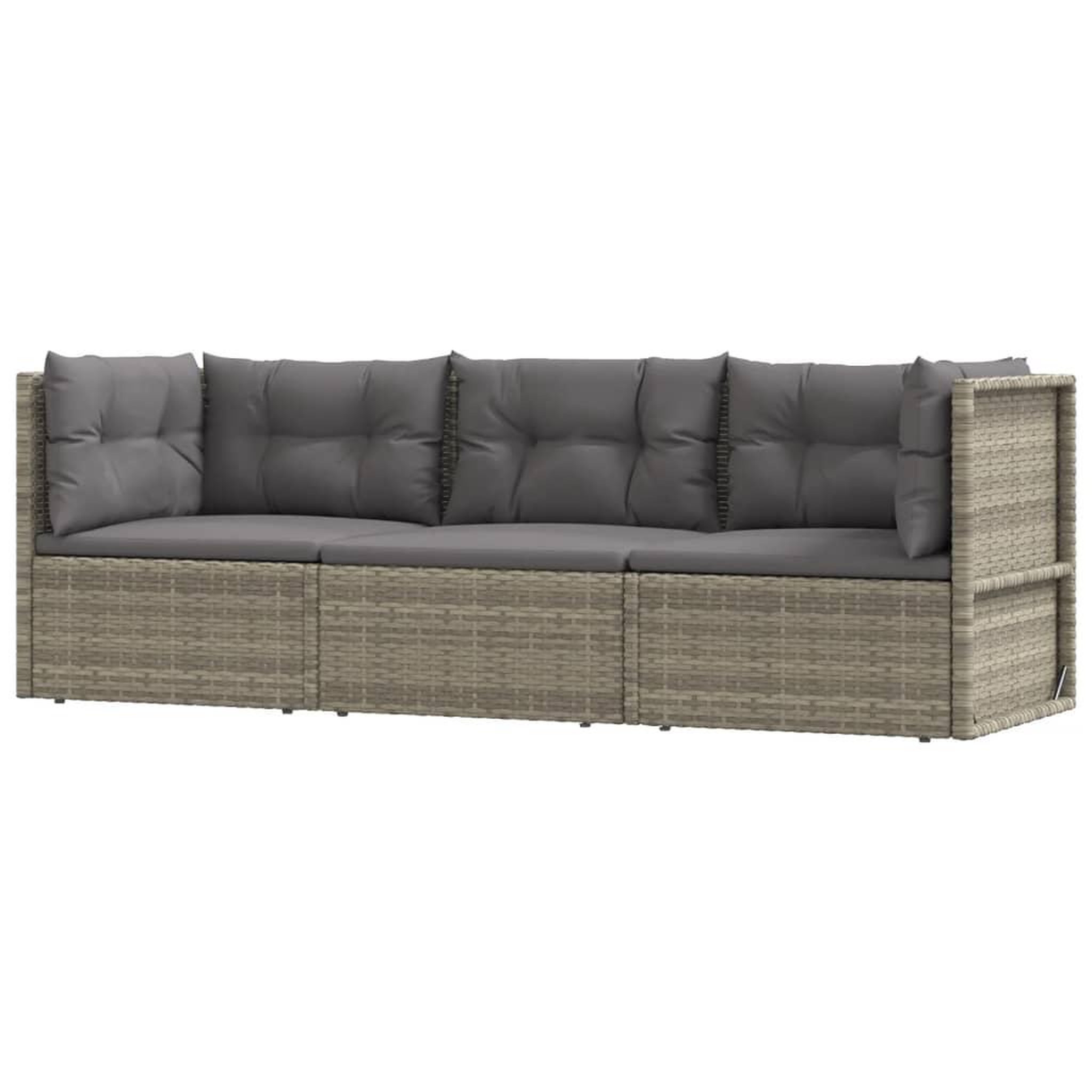 Voir la diapositive 2 : VIDAXL Salon de jardin 3 pcs avec coussins Gris Resine tressee
