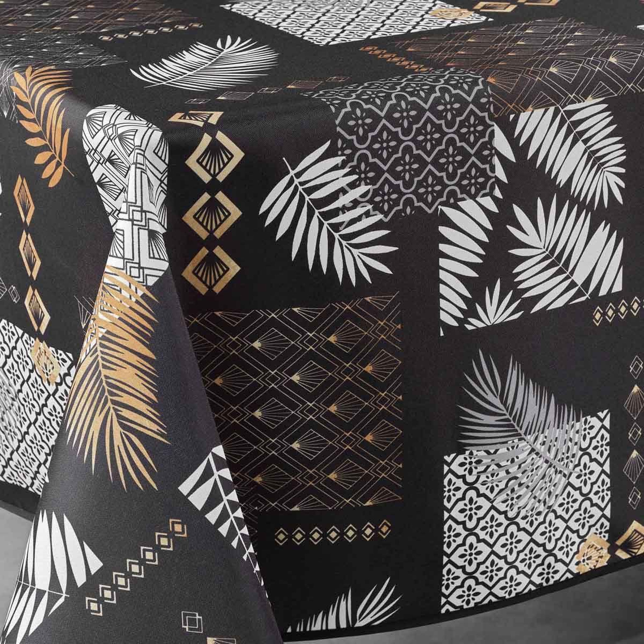 Voir la diapositive 2 : Douceur d'Intérieur Nappe imprimée  olenna  150x300cm noir