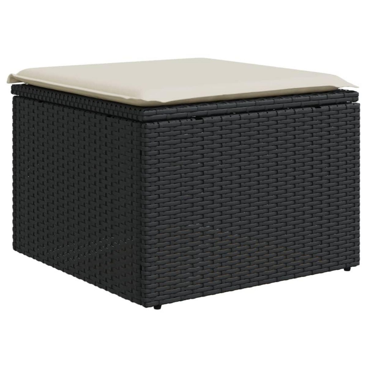 VIDAXL Tabouret de jardin avec coussin noir 55x55x37 cm resine tressee