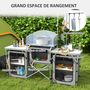Voir la diapositive 4 : OUTSUNNY Meuble de cuisine camping multi-rangement pliable sac de transport inclus gris