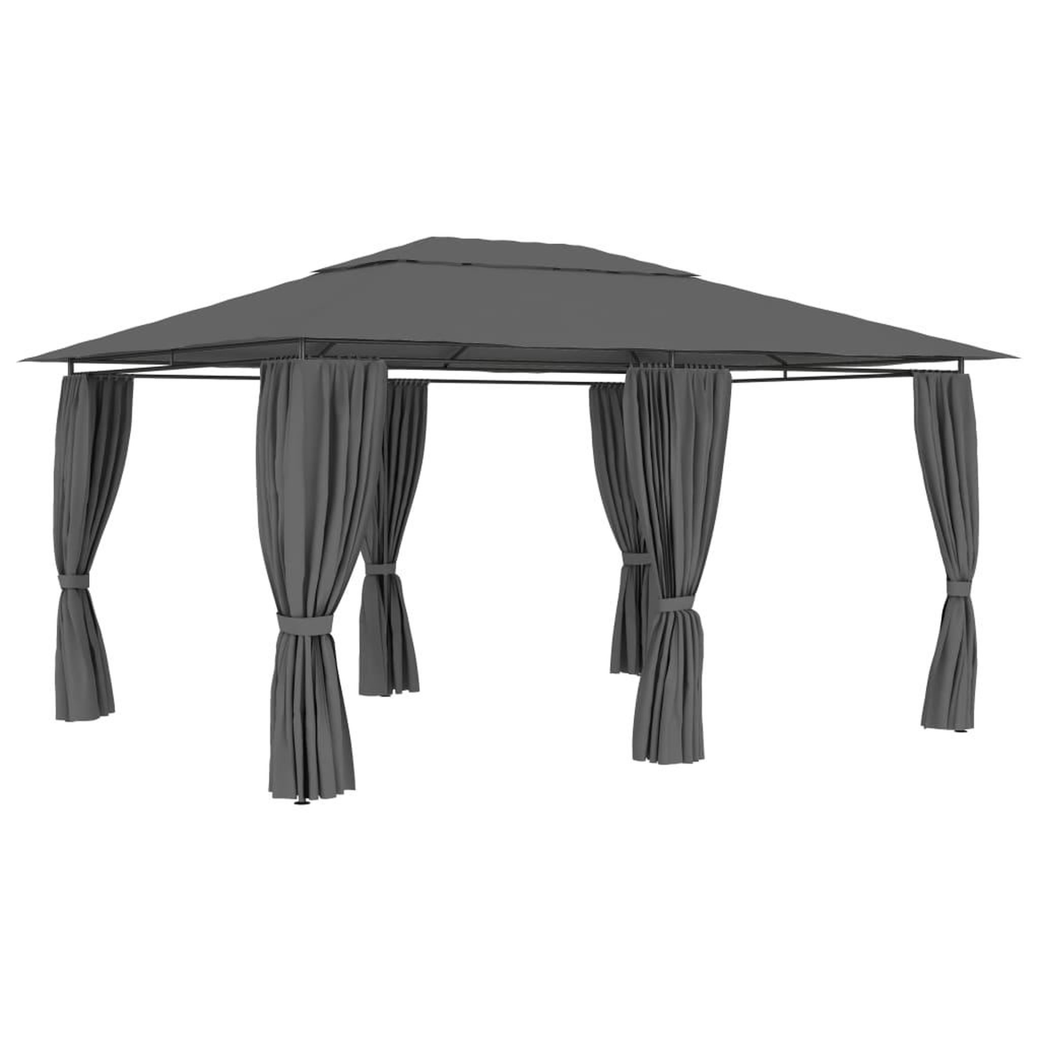 Voir la diapositive 3 : VIDAXL Tonnelle de jardin avec rideaux 4 x 3 m Anthracite