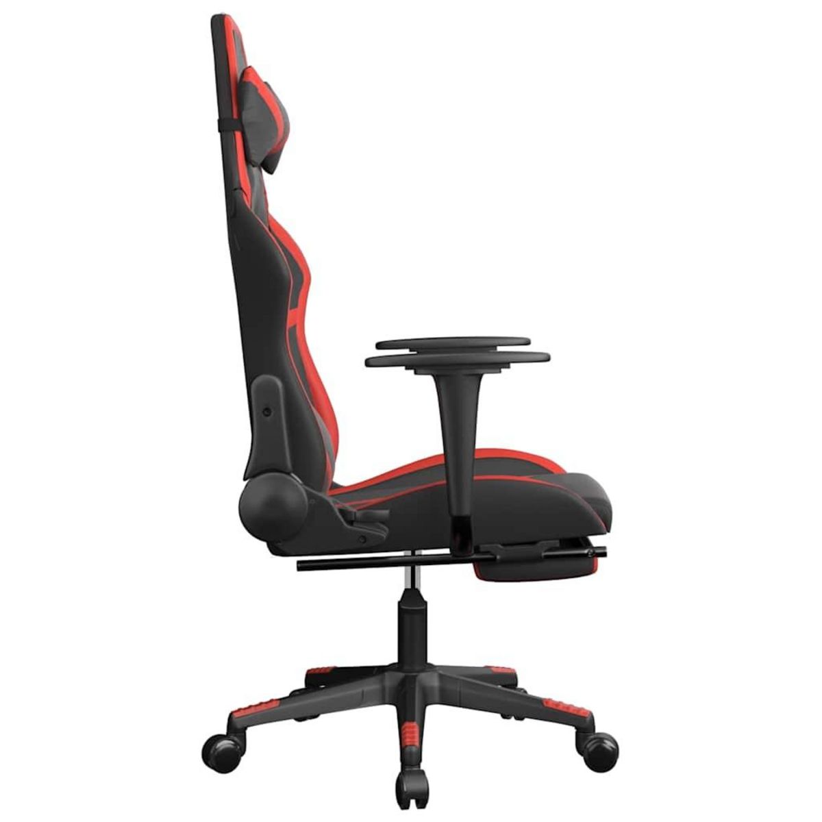 VIDAXL Chaise de jeu de massage avec repose-pied Noir&Rouge Similicuir