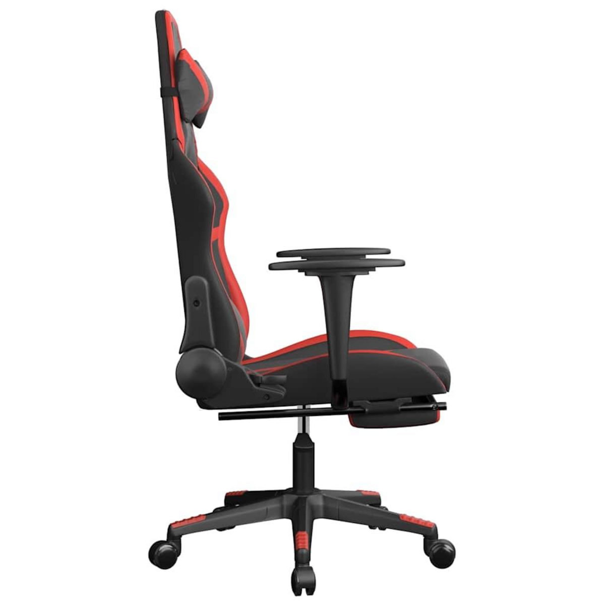 VIDAXL Chaise de jeu de massage avec repose-pied Noir&Rouge Similicuir