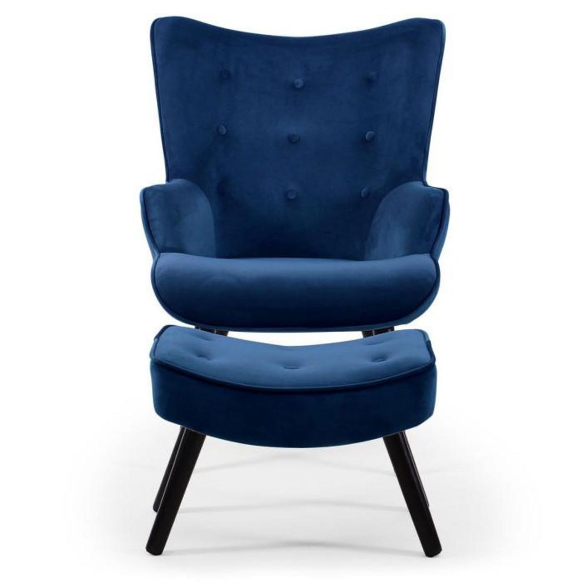 Paris Prix Fauteuil & Pouf Scandinave Velours  Nomi  100cm Bleu