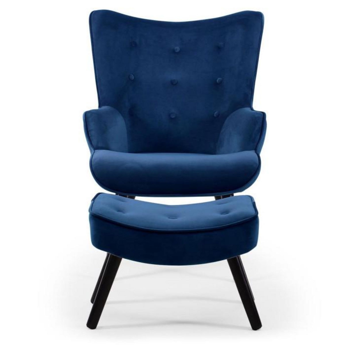 Paris Prix Fauteuil & Pouf Scandinave Velours  Nomi  100cm Bleu