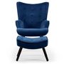 Voir la diapositive 2 : Paris Prix Fauteuil & Pouf Scandinave Velours  Nomi  100cm Bleu