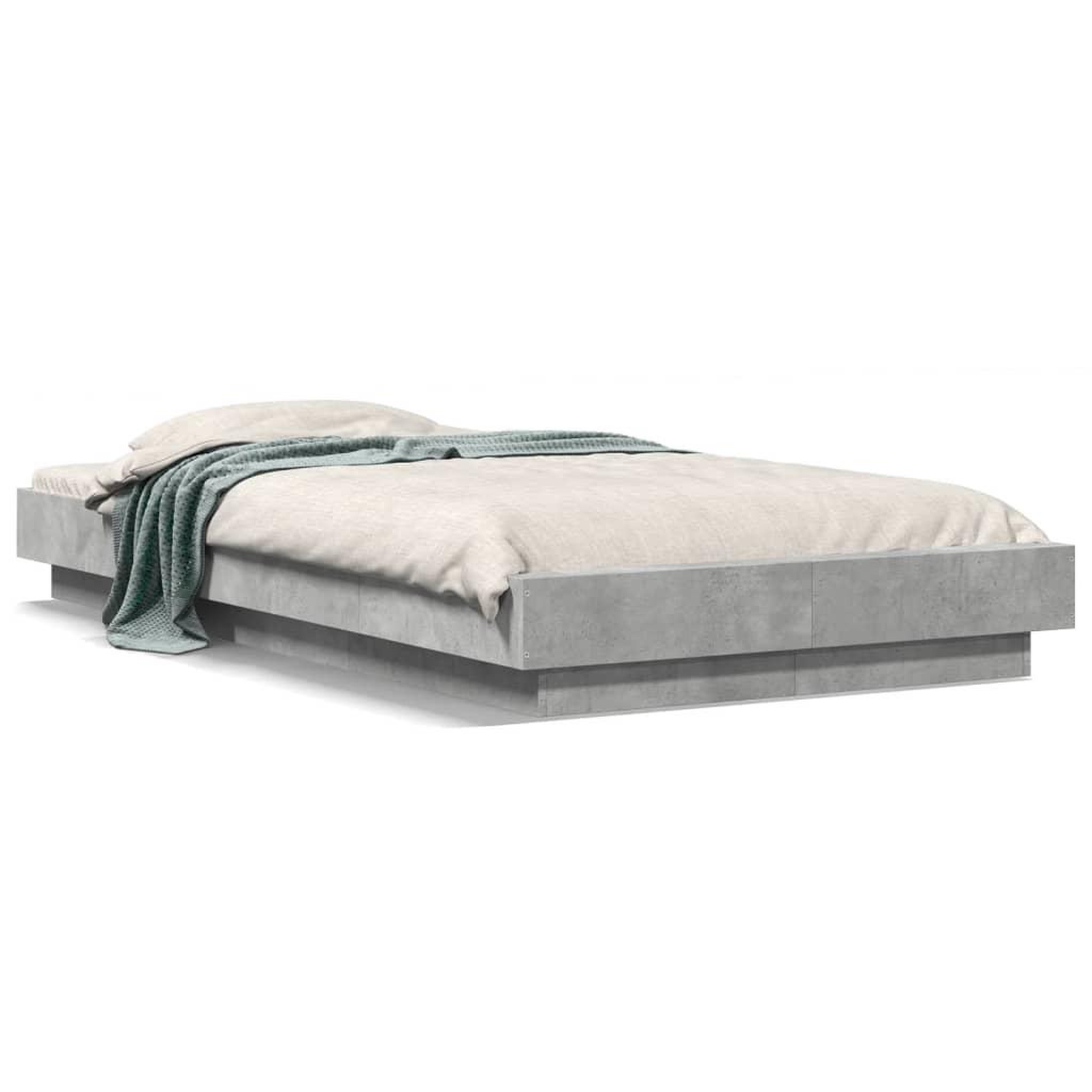 Voir la diapositive 2 : VIDAXL Cadre de lit et lumieres LED sans matelas gris beton 100x200 cm