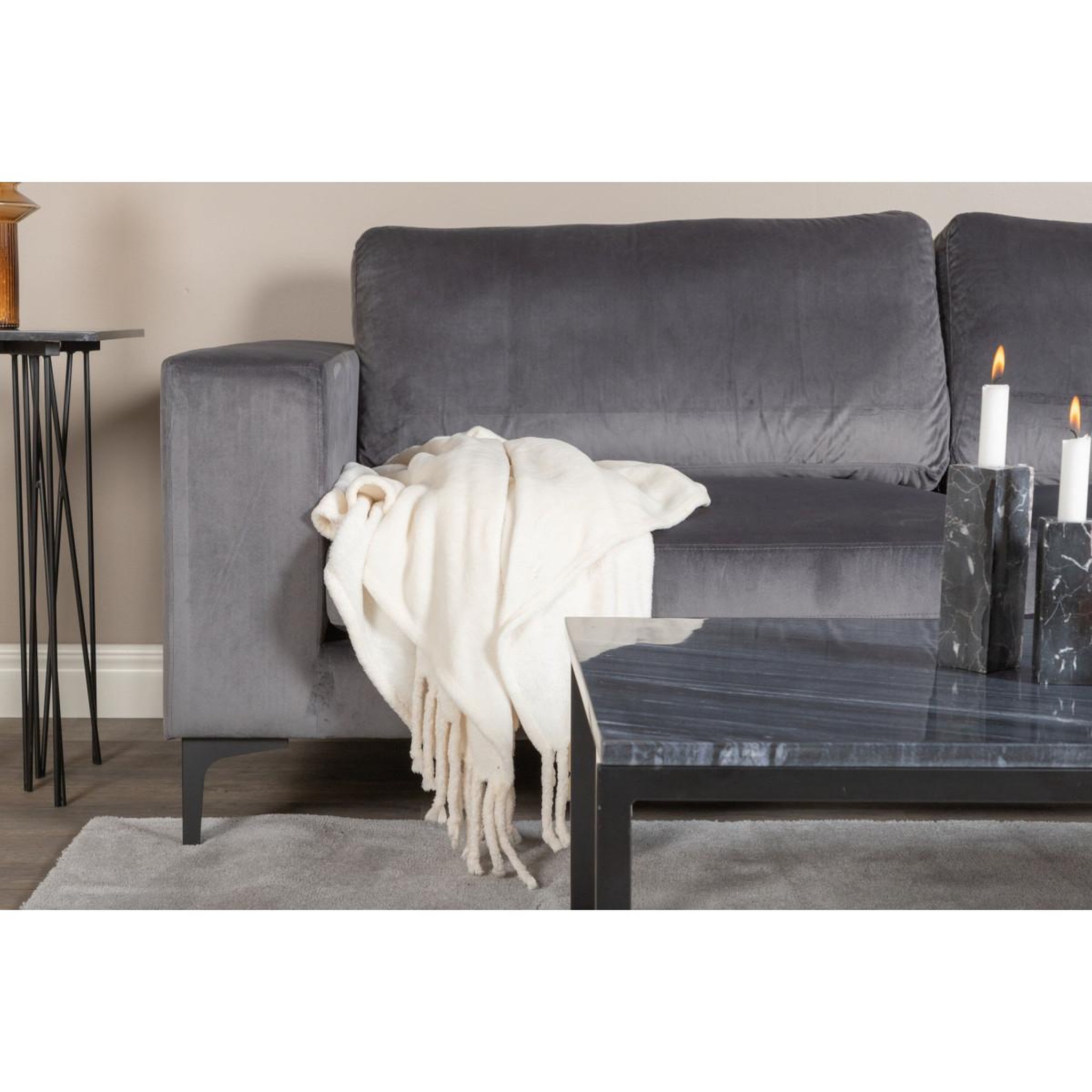 Voir la diapositive 6 : Paris Prix Canapé 3 places en velours  bolero  215cm gris