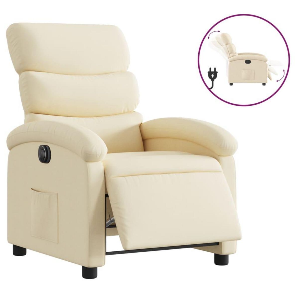 VIDAXL Fauteuil inclinable electrique Creme Tissu