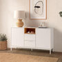 Voir la diapositive 2 : VS VENTA-STOCK Buffet Nieve 2 portes 2 tiroirs couleur Blanc