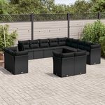 VIDAXL Salon de jardin avec coussins 13 pcs noir resine tressee