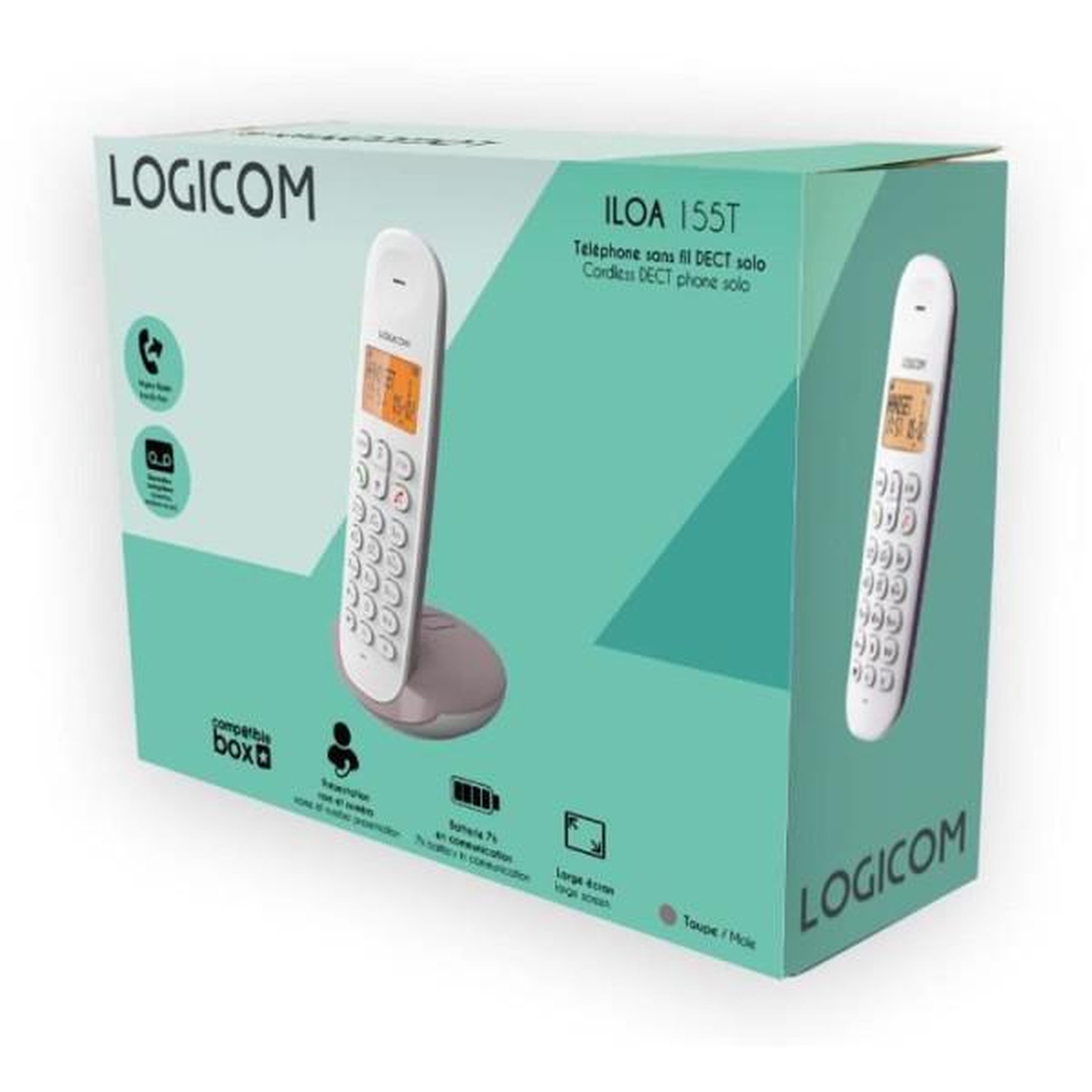 Voir la diapositive 5 : Logicom Téléphone sans fil Iloa Solo Répondeur Taupe