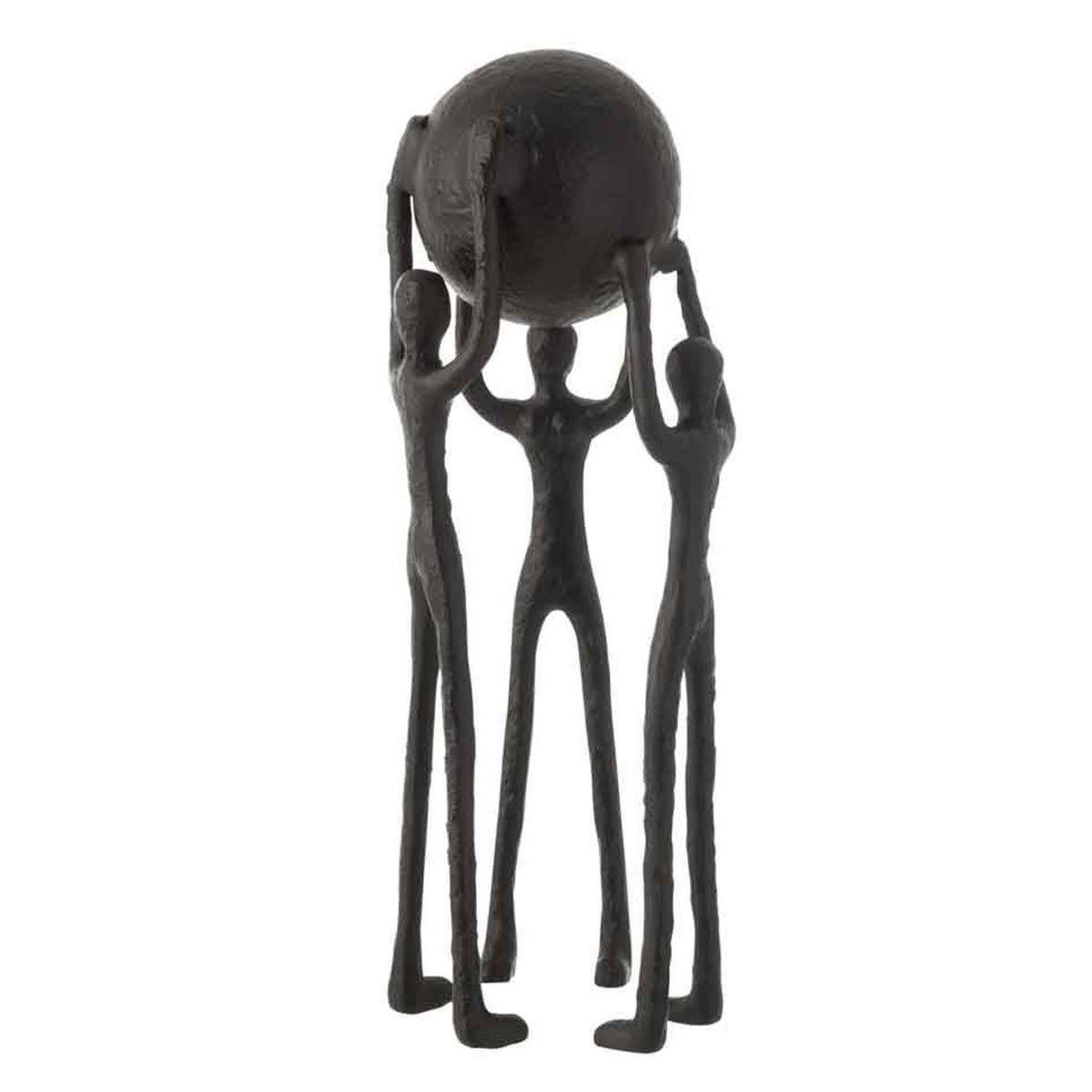 J-LINE Statuette déco  3 personnages avec balle  48cm noir