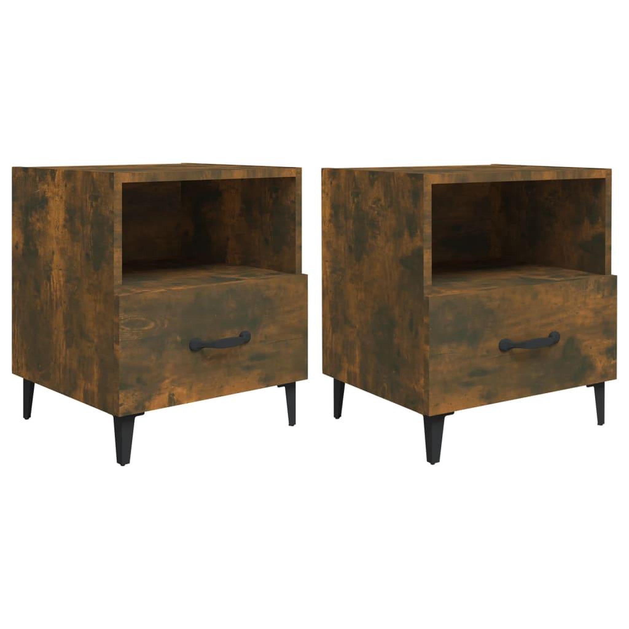 Voir la diapositive 2 : VIDAXL Tables de chevet 2 pcs Chene fume Bois d'ingenierie