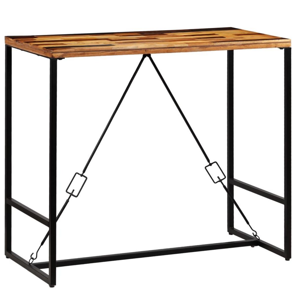 VIDAXL Ensemble de bar 5 pcs Bois massif recycle et cuir de chevre