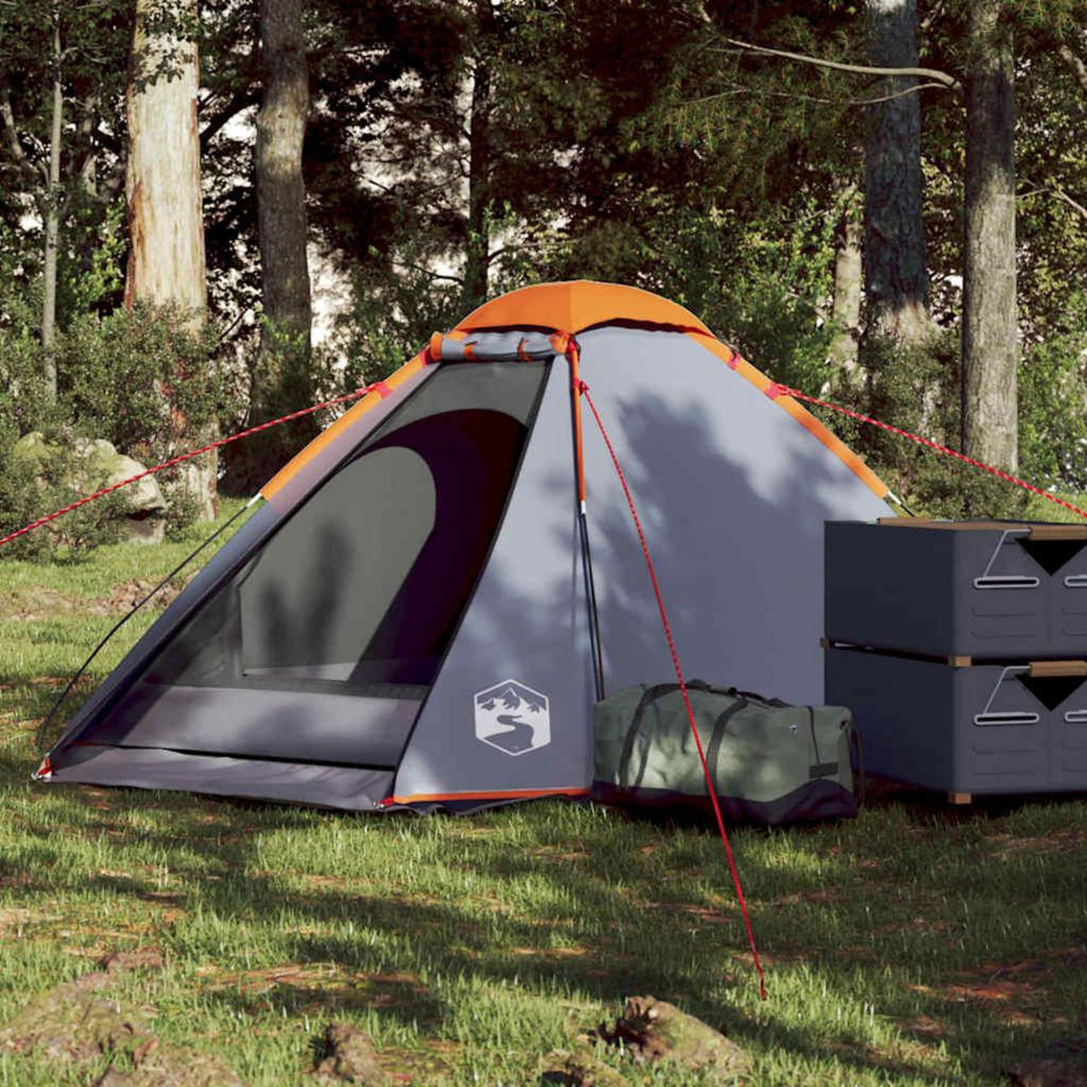VIDAXL Tente de camping a dome 2 personnes gris et orange impermeable