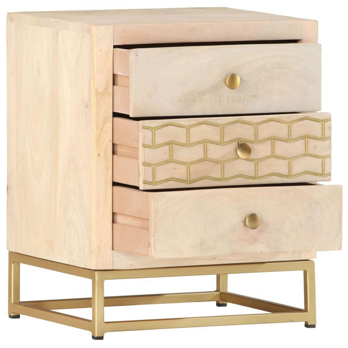 VIDAXL Table de chevet dore 40 x 30 x 50 cm bois de manguier massif