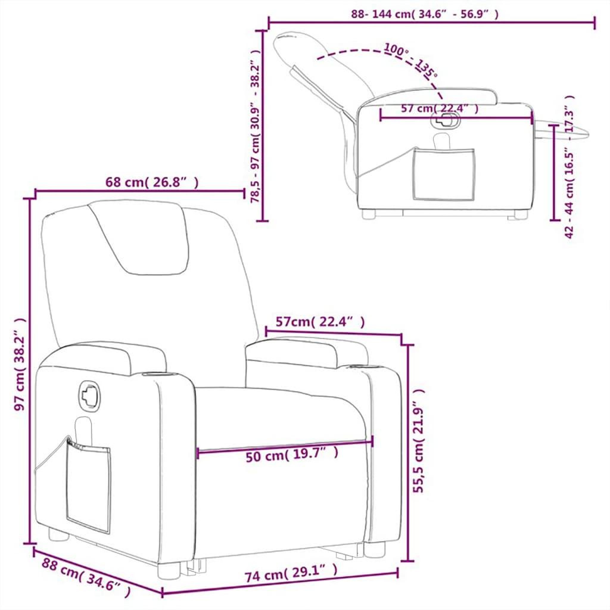 Voir la diapositive 6 : VIDAXL Fauteuil inclinable de massage Cappuccino Similicuir