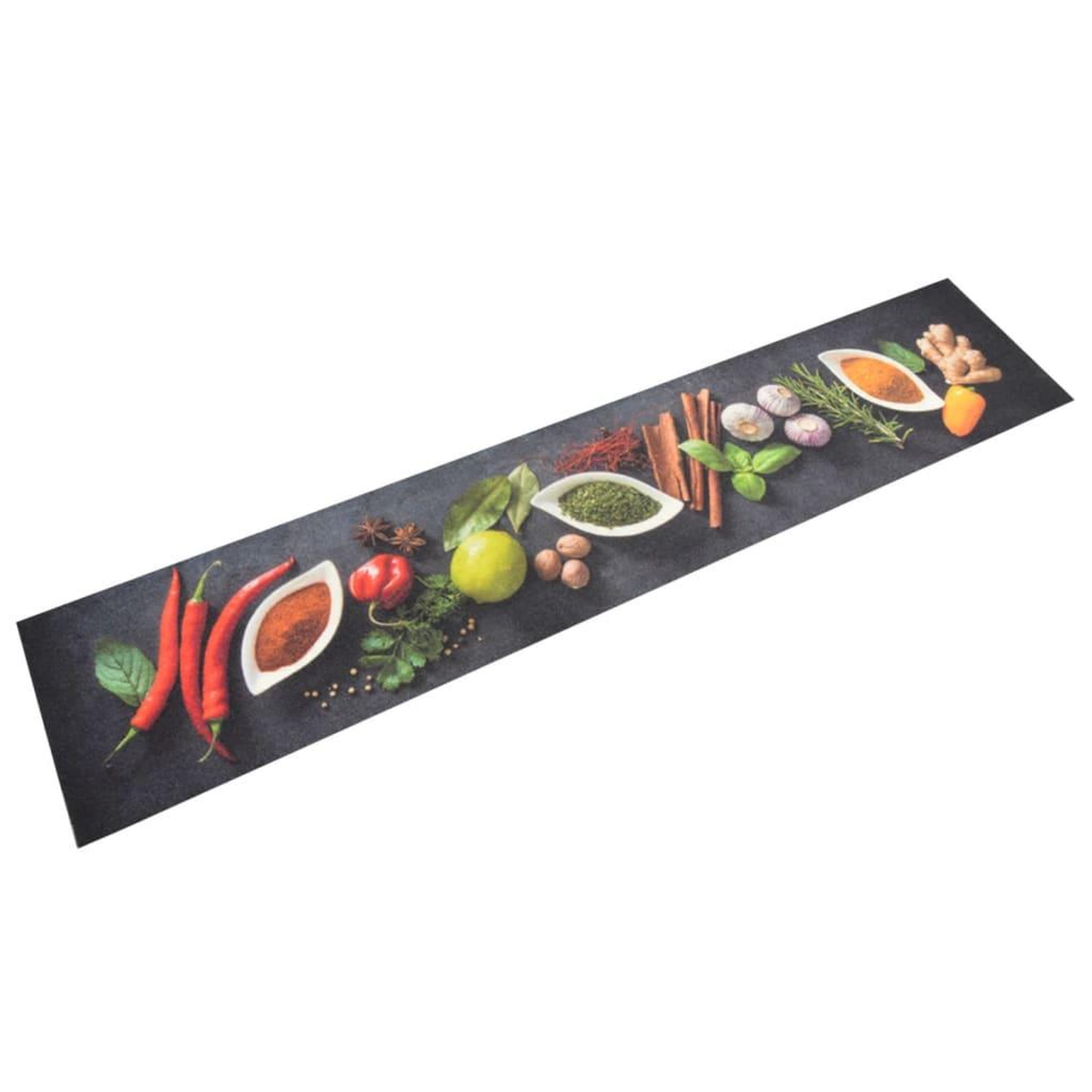 VIDAXL Tapis de cuisine lavable impression d'epices 60x300 cm velours