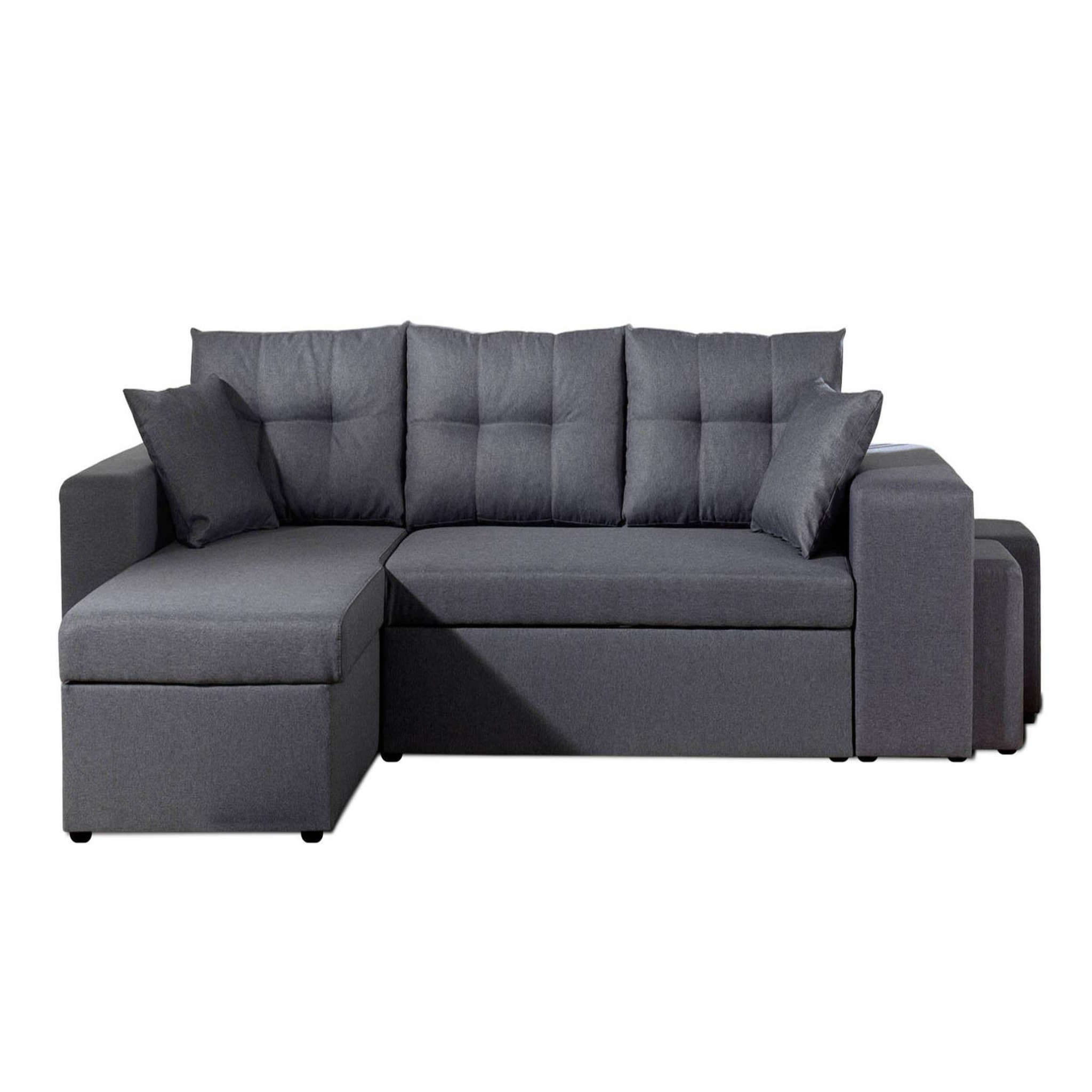 Voir la diapositive 1 : BEST MOBILIER California - canapé d'angle réversible et convertible avec coffre de rangement - gris - gris