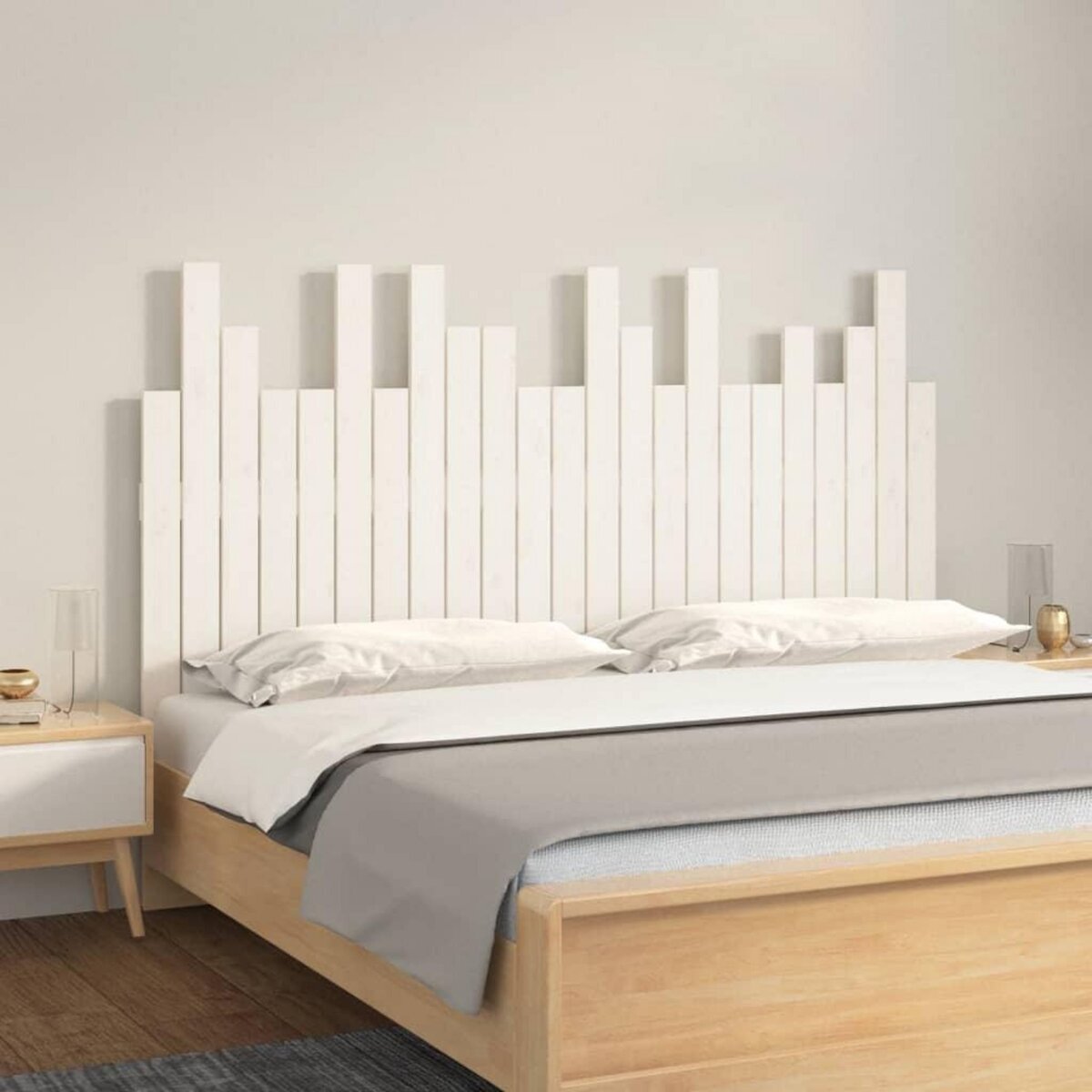 VIDAXL Tete de lit murale Blanc 146,5x3x80 cm Bois massif de pin