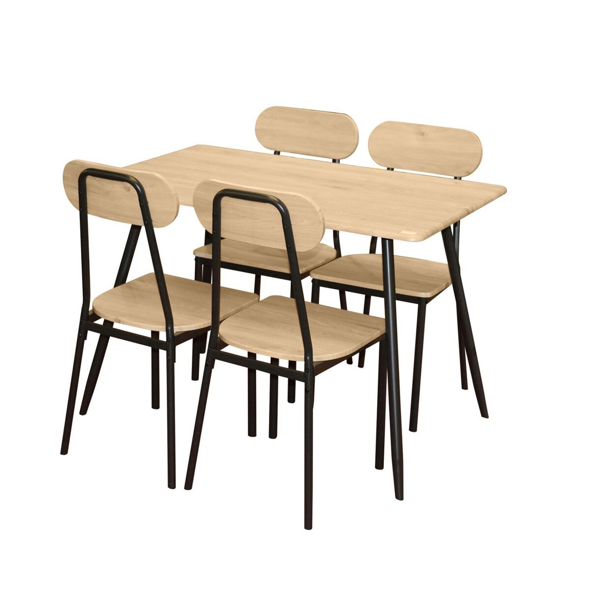 TOILINUX Table à manger Friends et ses 4 chaises - Bois et noir