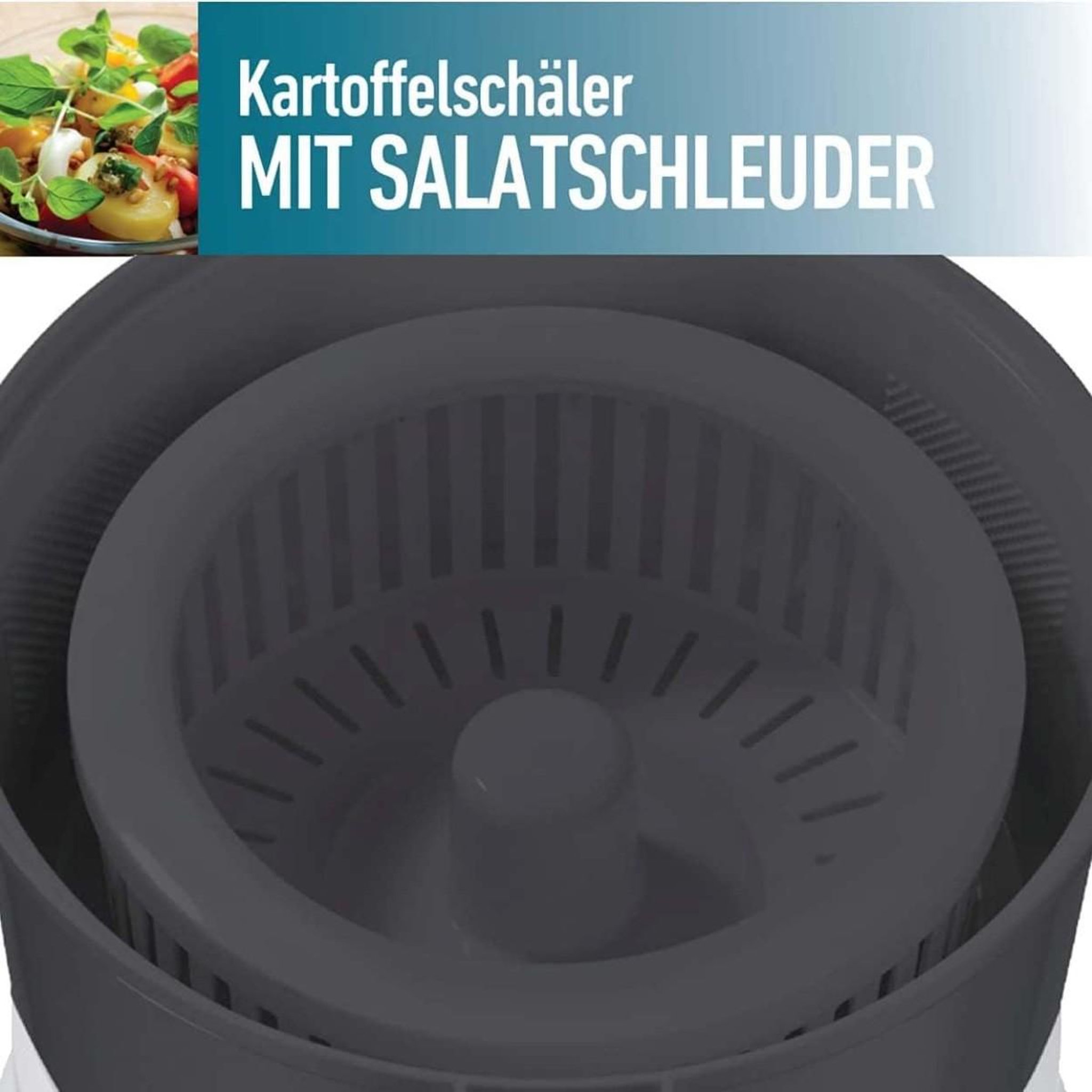 Voir la diapositive 5 : GASTRONOMA Eplucheuse à pommes de terre électrique 85w avec essoreuse à salade - robot eplucheur automatique noir gastronoma