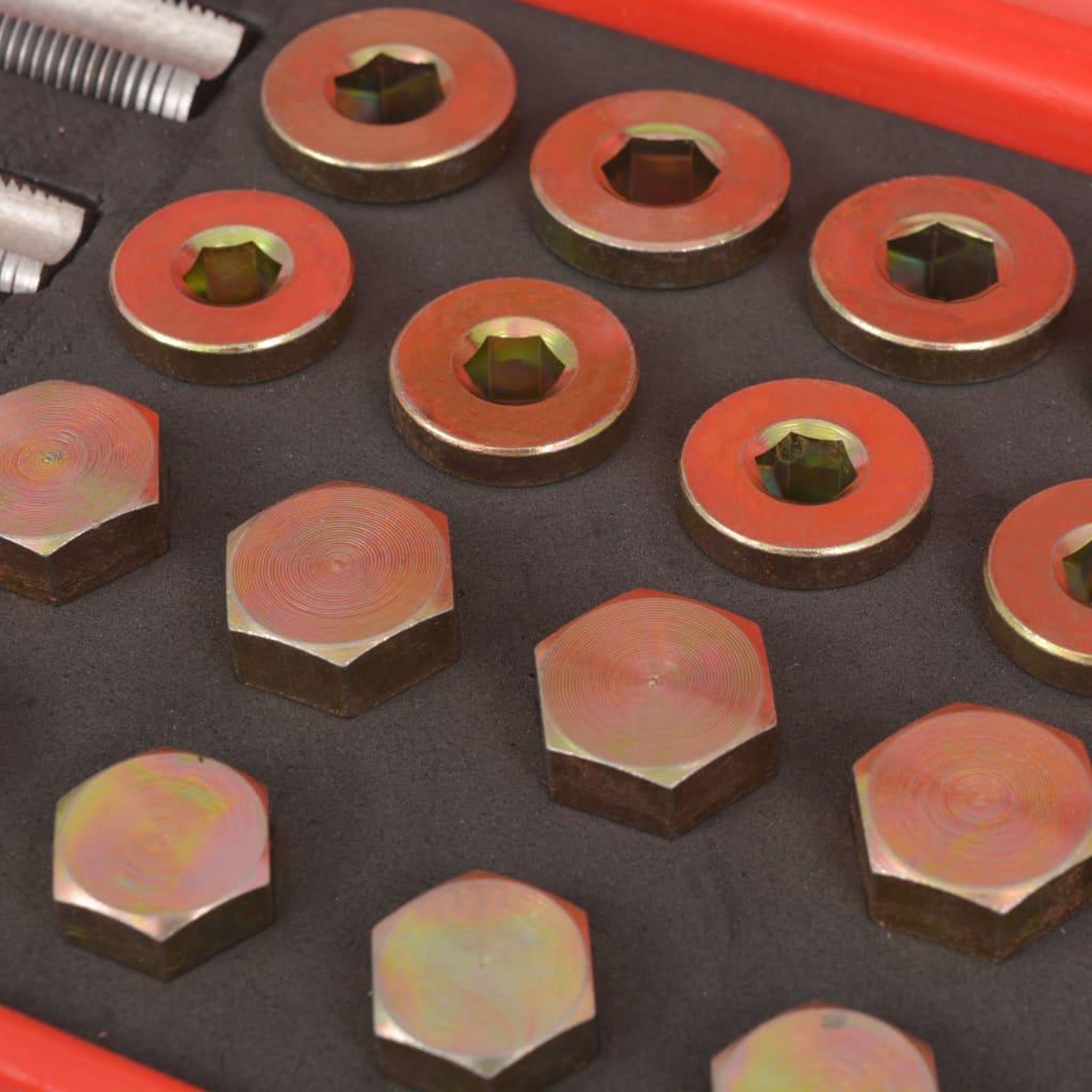 Voir la diapositive 5 : VIDAXL Kit de reparation de bouchon de vidange d'huile 64 pcs