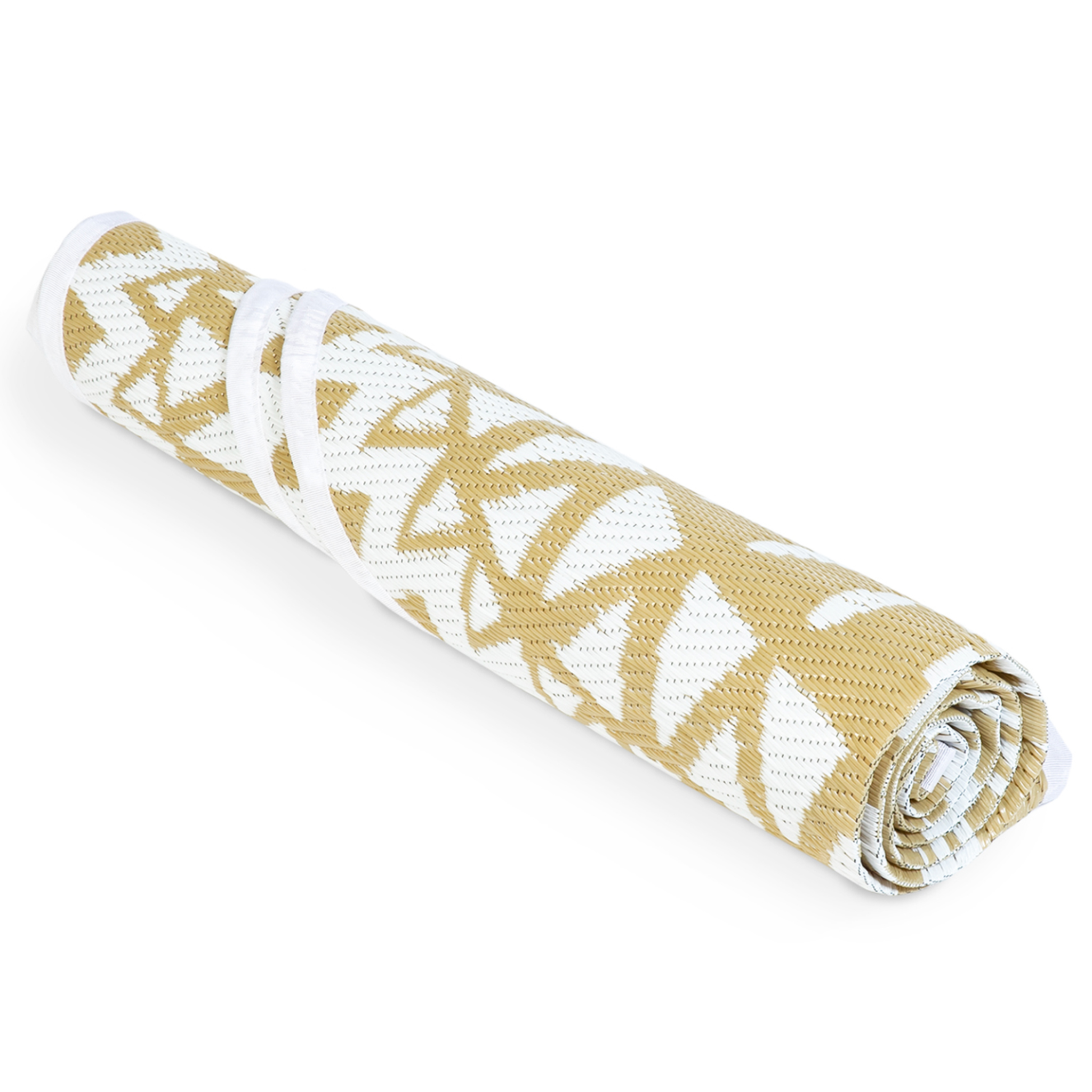 Voir la diapositive 4 : ID MARKET Tapis extérieur ROND naturel et blanc D.150 CM