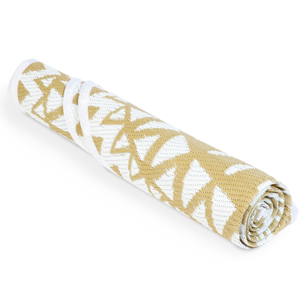 ID MARKET Tapis extérieur ROND naturel et blanc D.150 CM