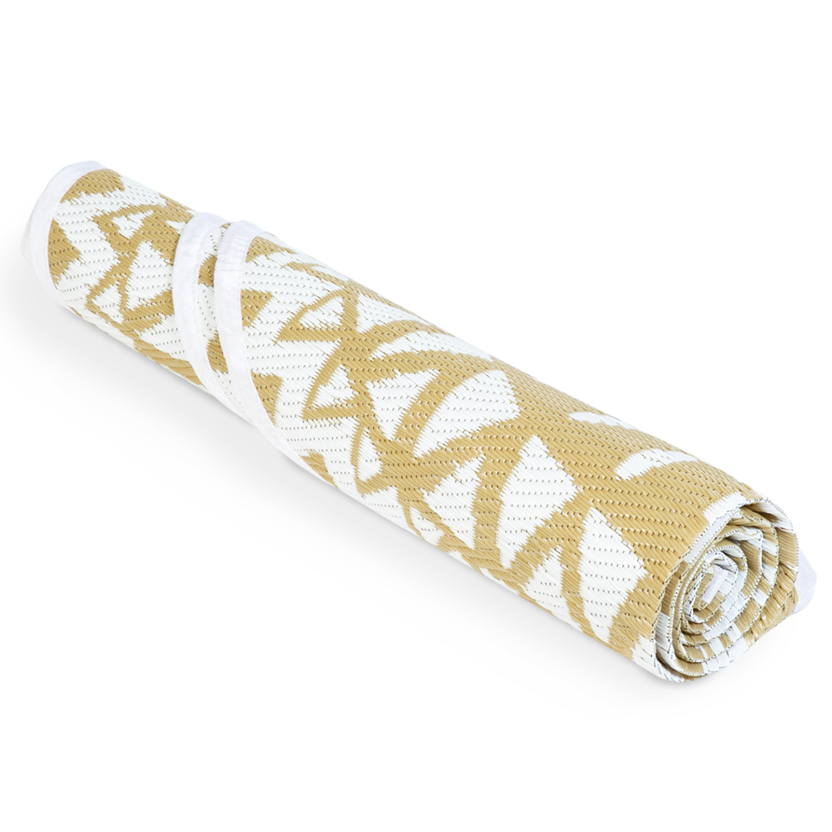 ID MARKET Tapis extérieur ROND naturel et blanc D.150 CM