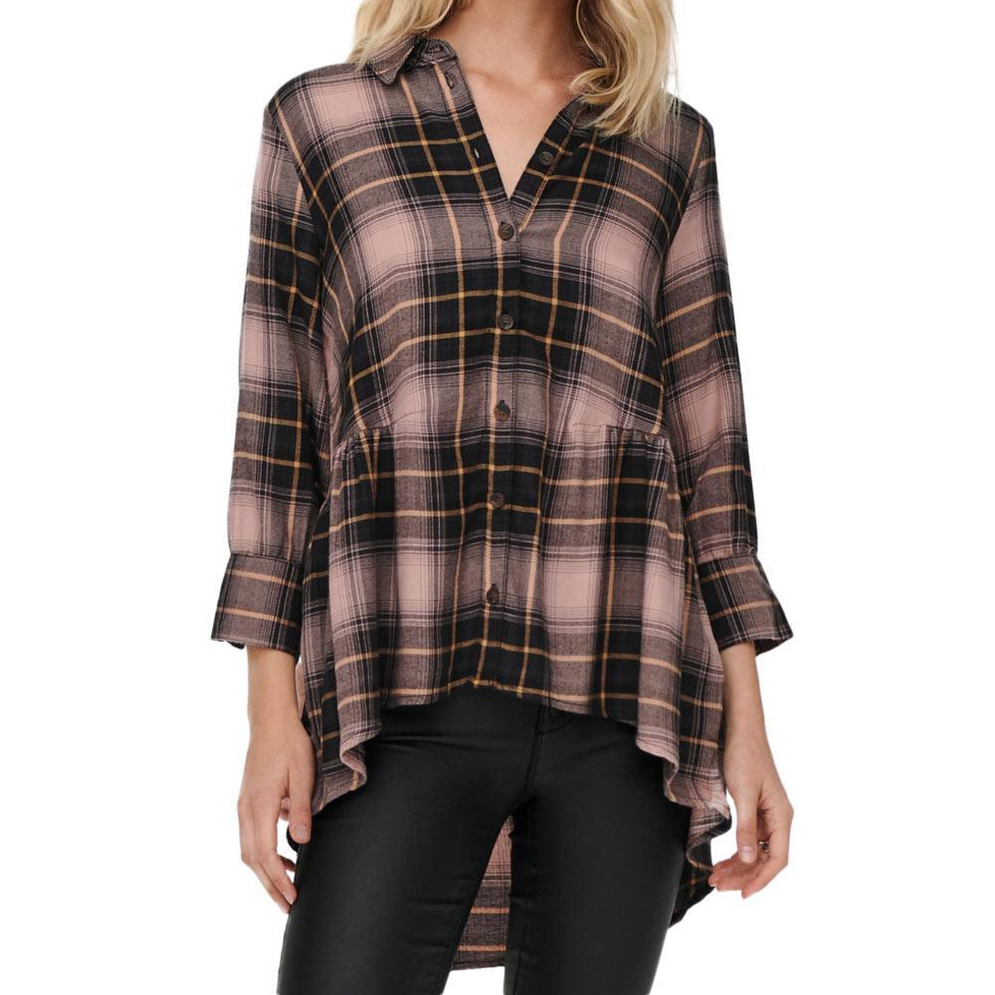 Only Chemise à Carreaux Rose/ Femme Only Canberra. Coloris disponibles : Noir