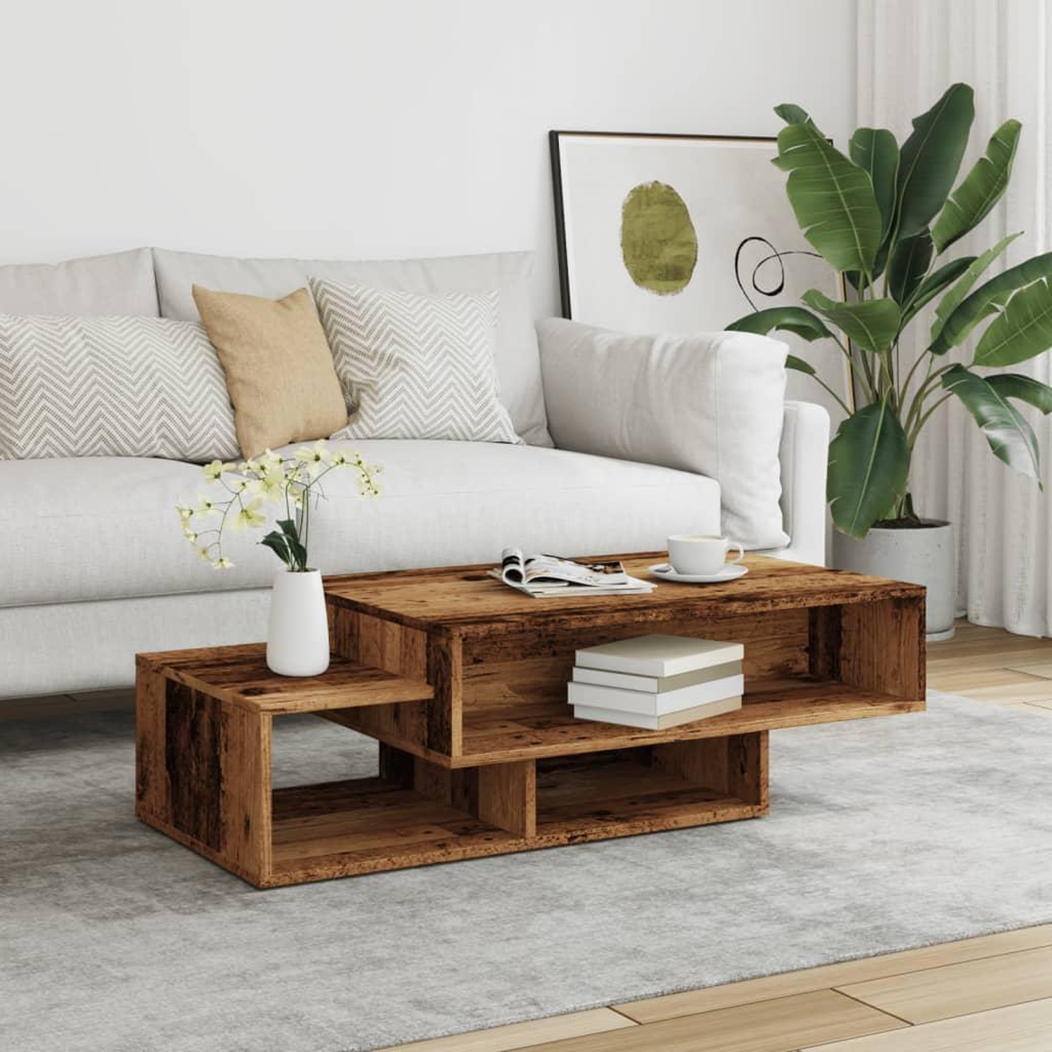 Voir la diapositive 3 : VIDAXL Table basse vieux bois 105x55x32 cm bois d'ingenierie