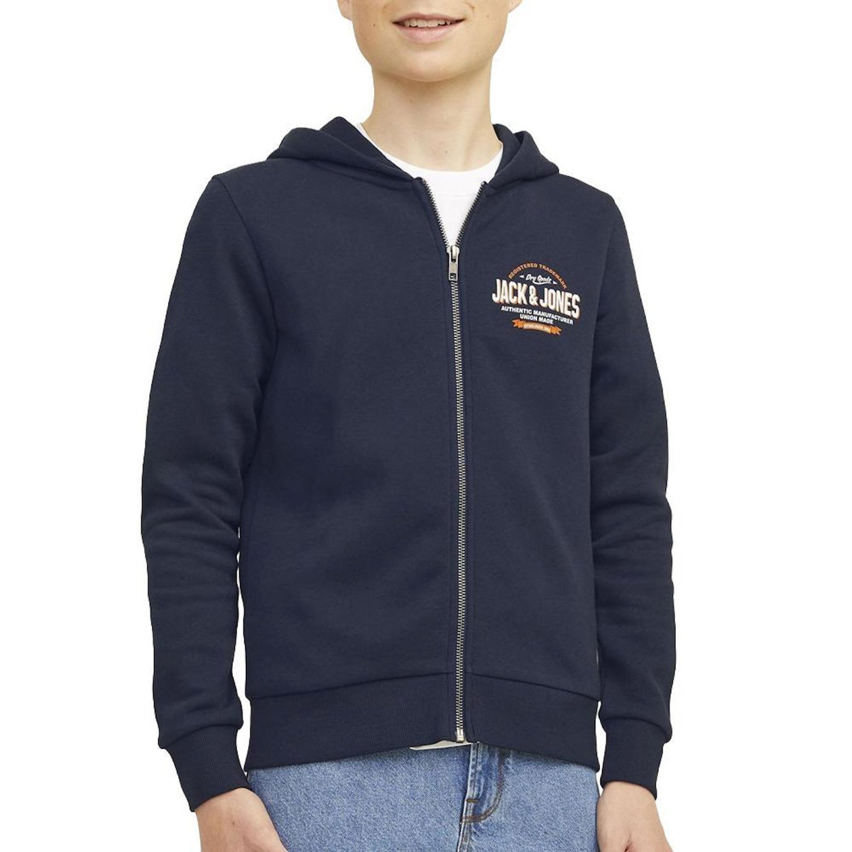 Jack & Jones Sweat Zippe Marine Garçon Jack & Jones Jjelogo