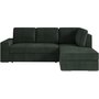 Voir la diapositive 1 : LOUNGITUDE Canapé d'angle droit 3 places convertible ADEN avec coffre en velours côtelé - Vert foncé - L246 x P174 x H96cm - LOUNGITUDE